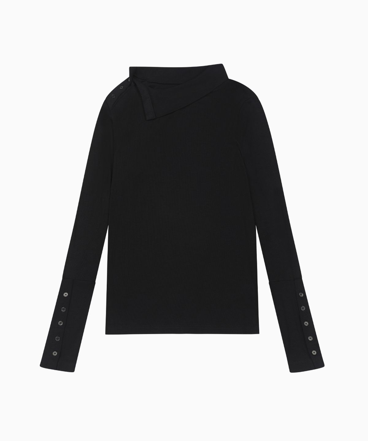 오헤시오(OHESHIO) TWO-WAY BUTTON TURTLENECK T-SHIRT, NAVY