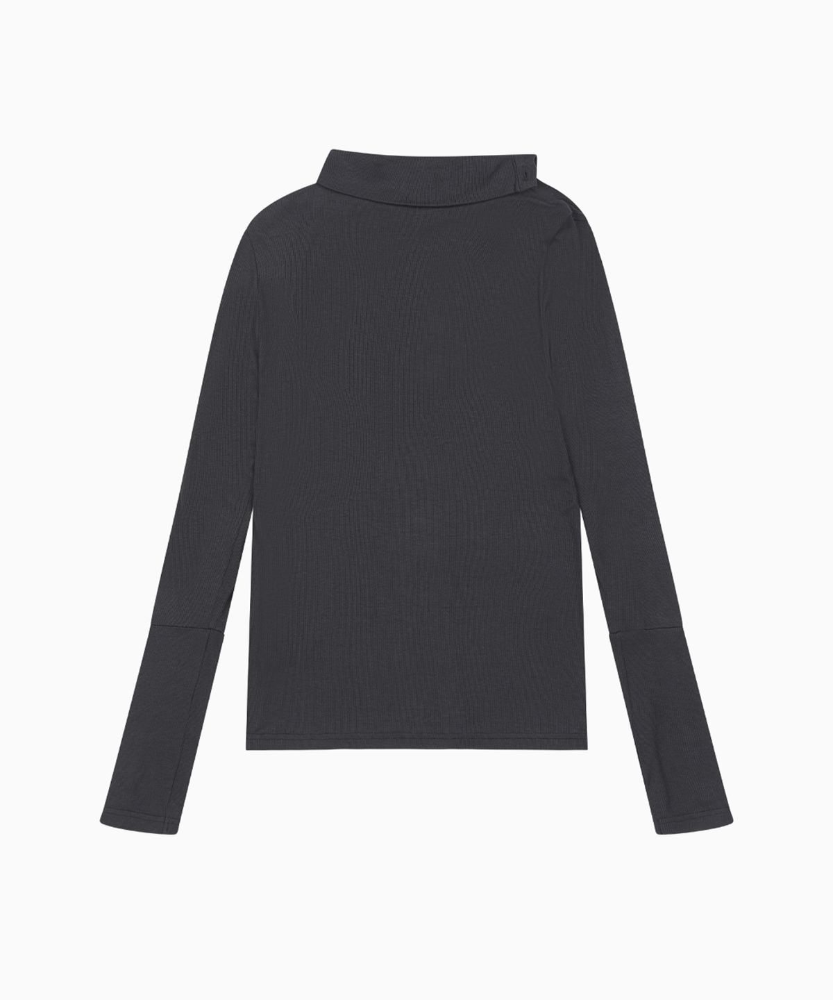 오헤시오(OHESHIO) TWO-WAY BUTTON TURTLENECK T-SHIRT, CHARCOAL
