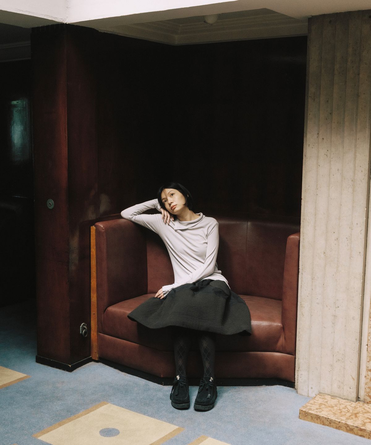 오헤시오(OHESHIO) TWO-WAY BUTTON TURTLENECK T-SHIRT, LIGHT GRAY