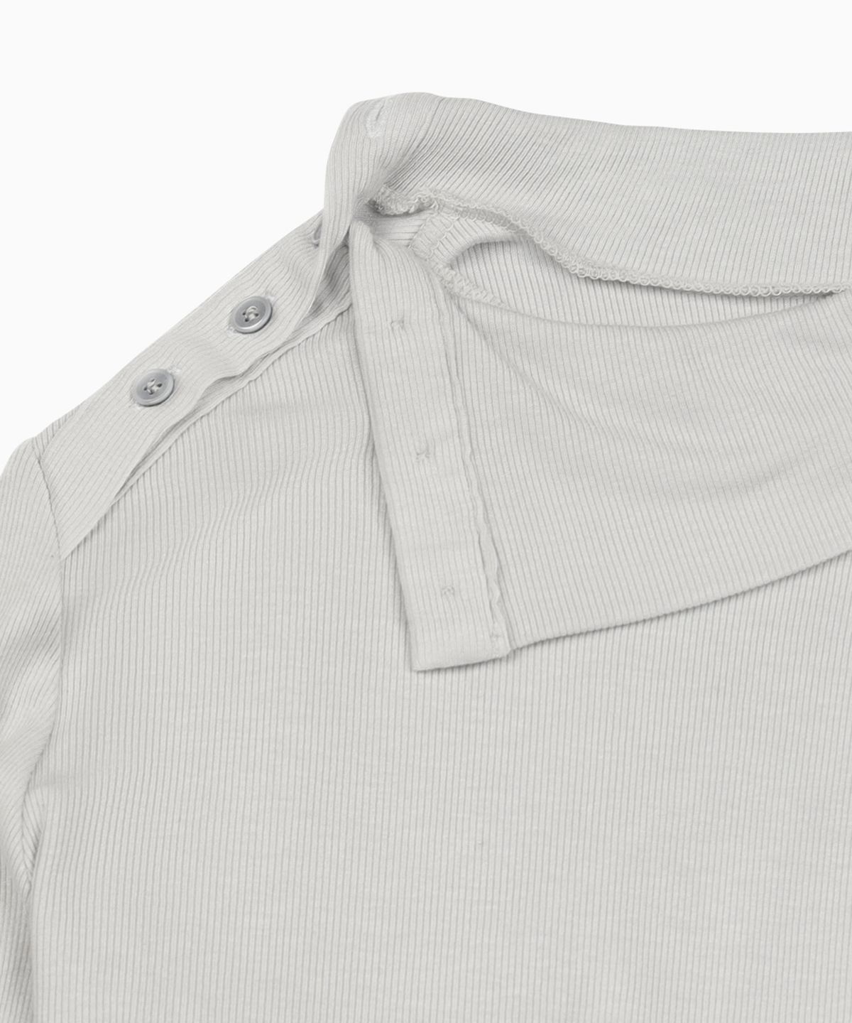 오헤시오(OHESHIO) TWO-WAY BUTTON TURTLENECK T-SHIRT, LIGHT GRAY