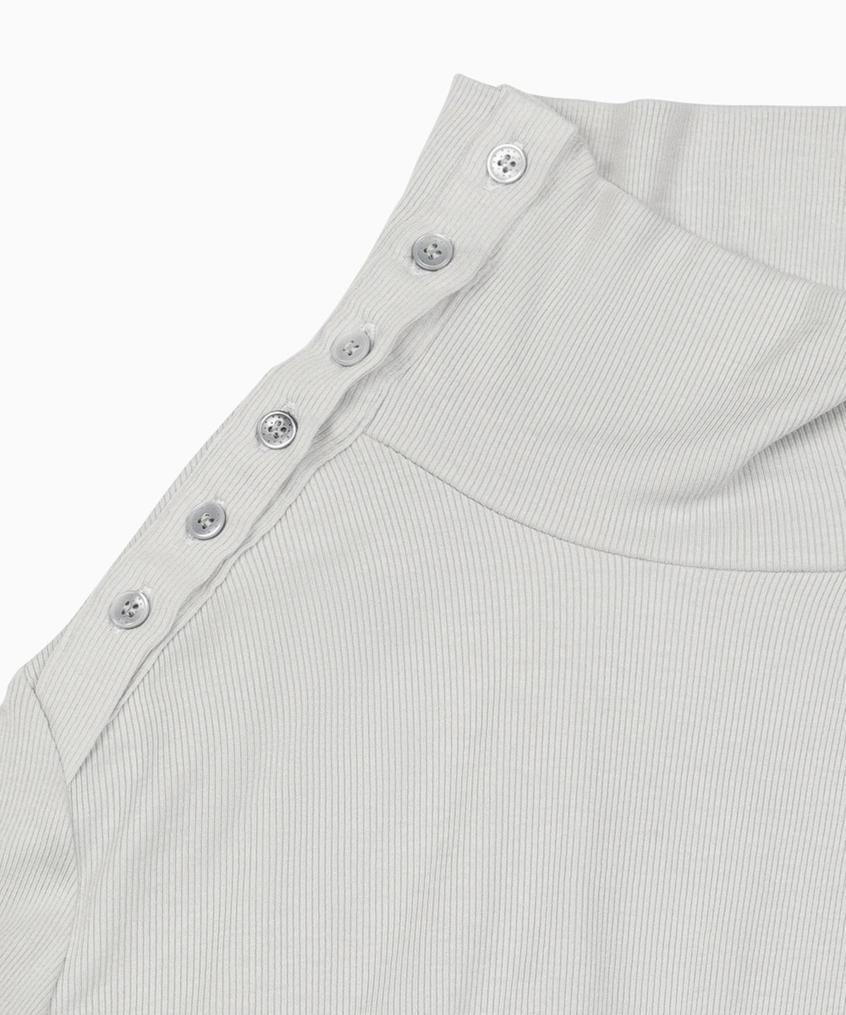 오헤시오(OHESHIO) TWO-WAY BUTTON TURTLENECK T-SHIRT, LIGHT GRAY