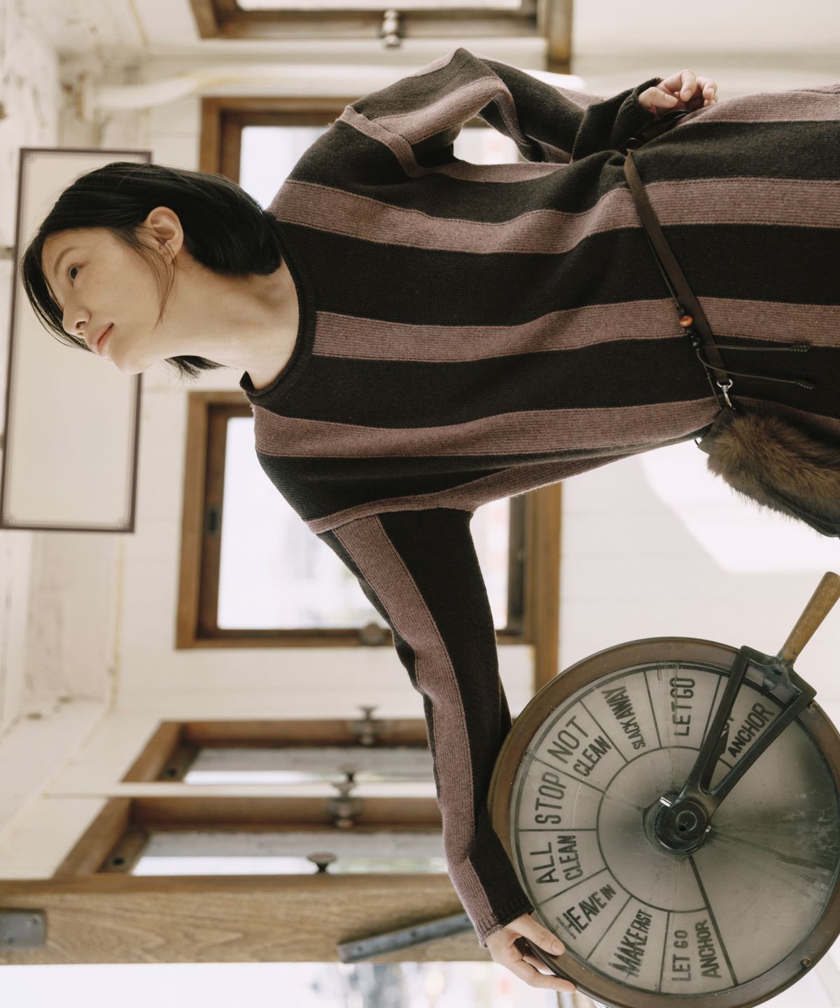 오헤시오(OHESHIO) VINTAGE STRIPE KNIT, PINK