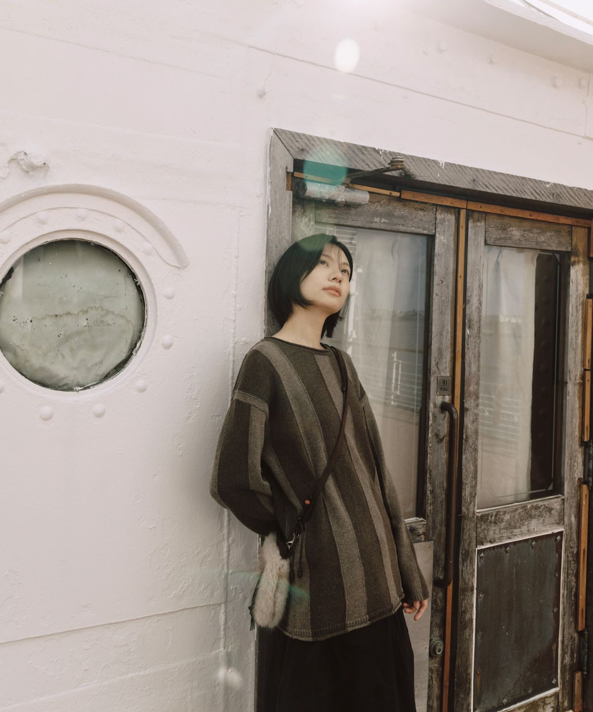 오헤시오(OHESHIO) VINTAGE STRIPE KNIT, BEIGE