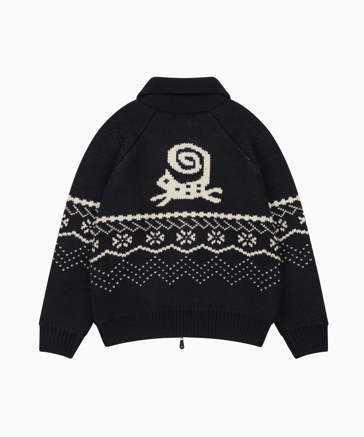 오헤시오(OHESHIO) CAT GRAPHIC COWICHAN ZIP-UP, NAVY