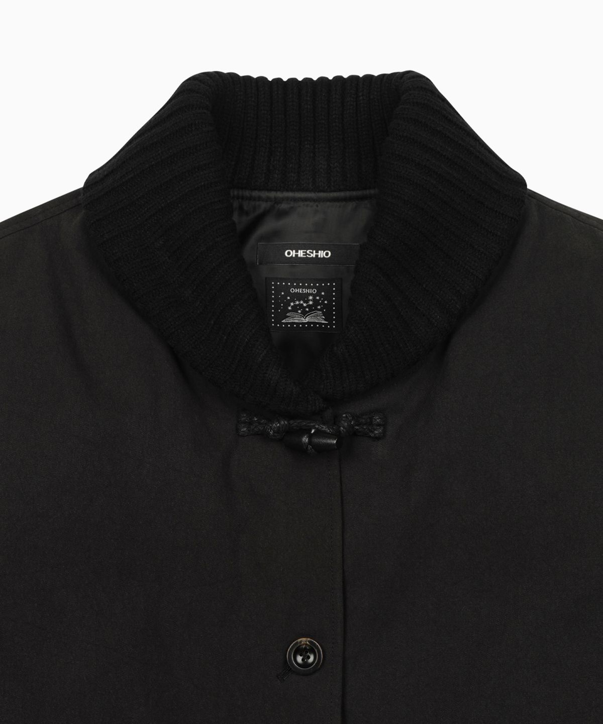 오헤시오(OHESHIO) KNIT SHAWL COLLAR JACKET, BLACK