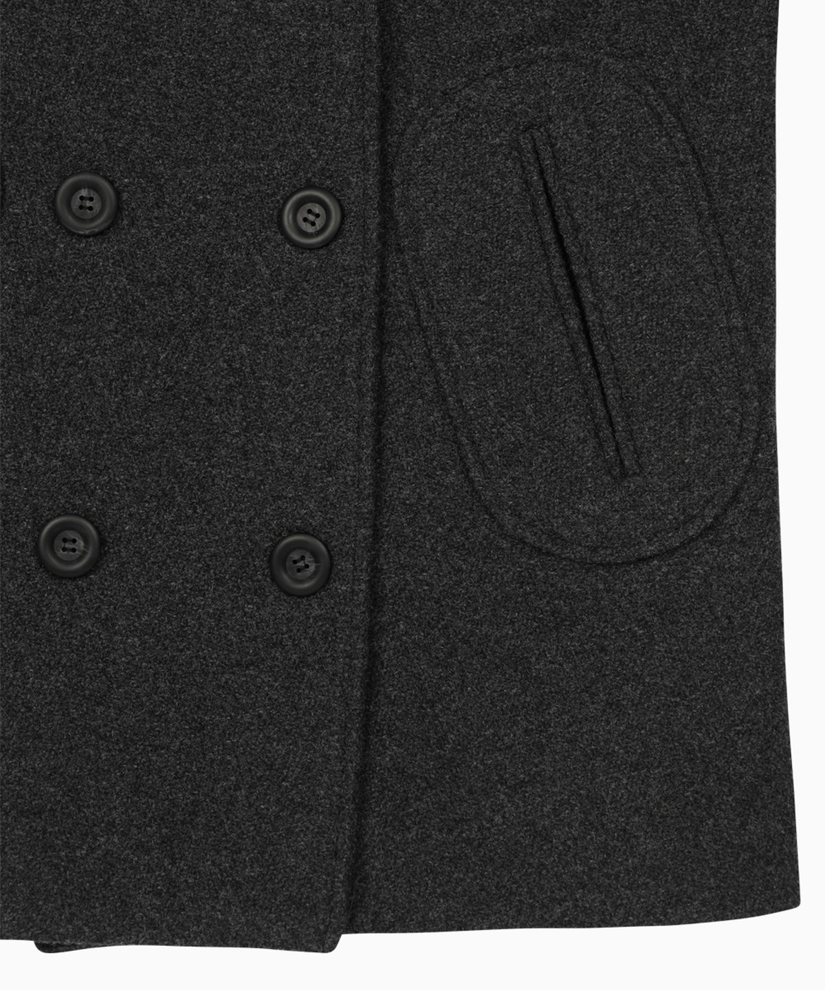 오헤시오(OHESHIO) LAYERED COLLAR DOUBLE WOOL COAT, CHARCOAL
