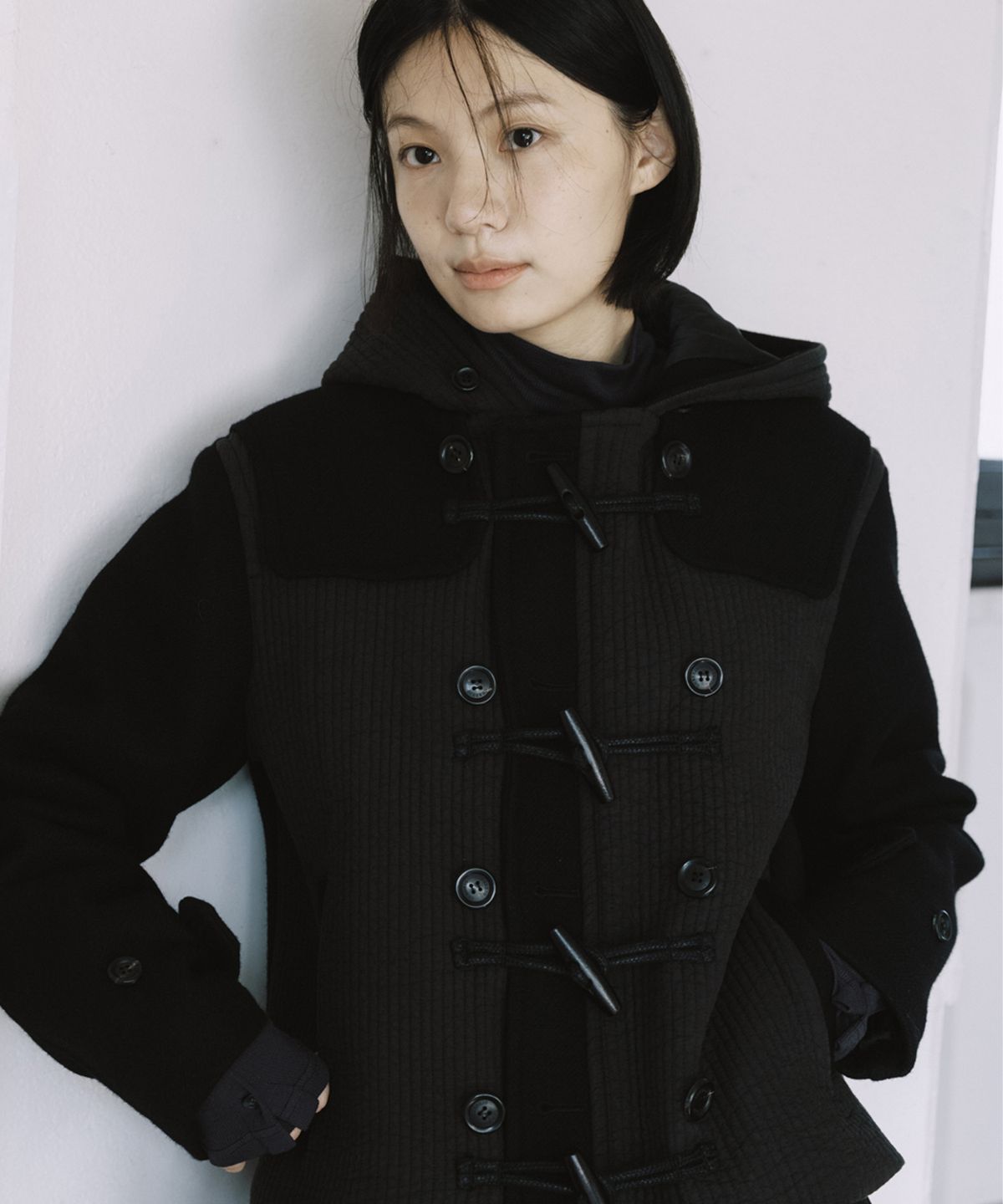 오헤시오(OHESHIO) PADDED DUFFLE WOOL COAT, BLACK