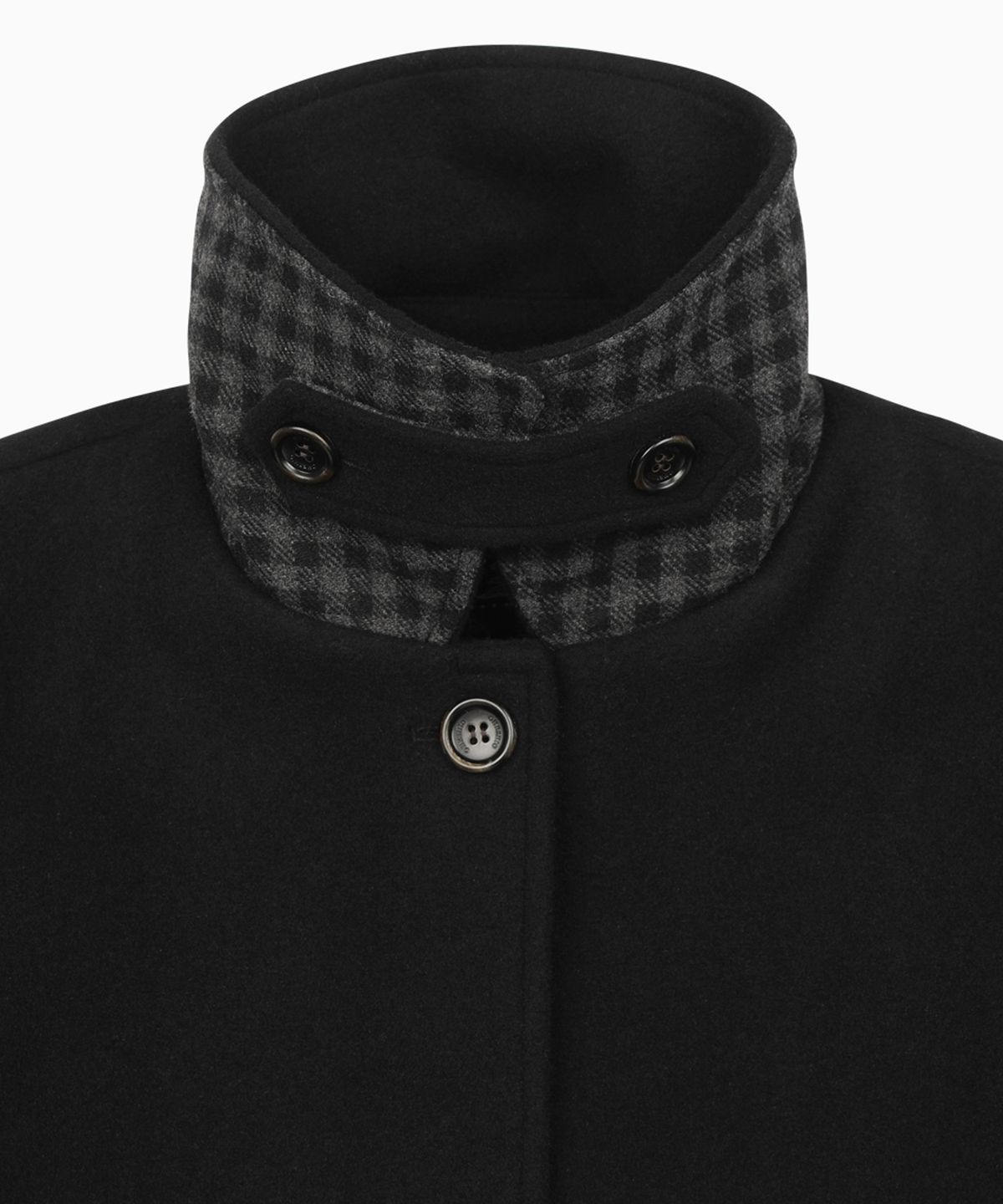오헤시오(OHESHIO) CHECK WOOL LONG COAT, BLACK