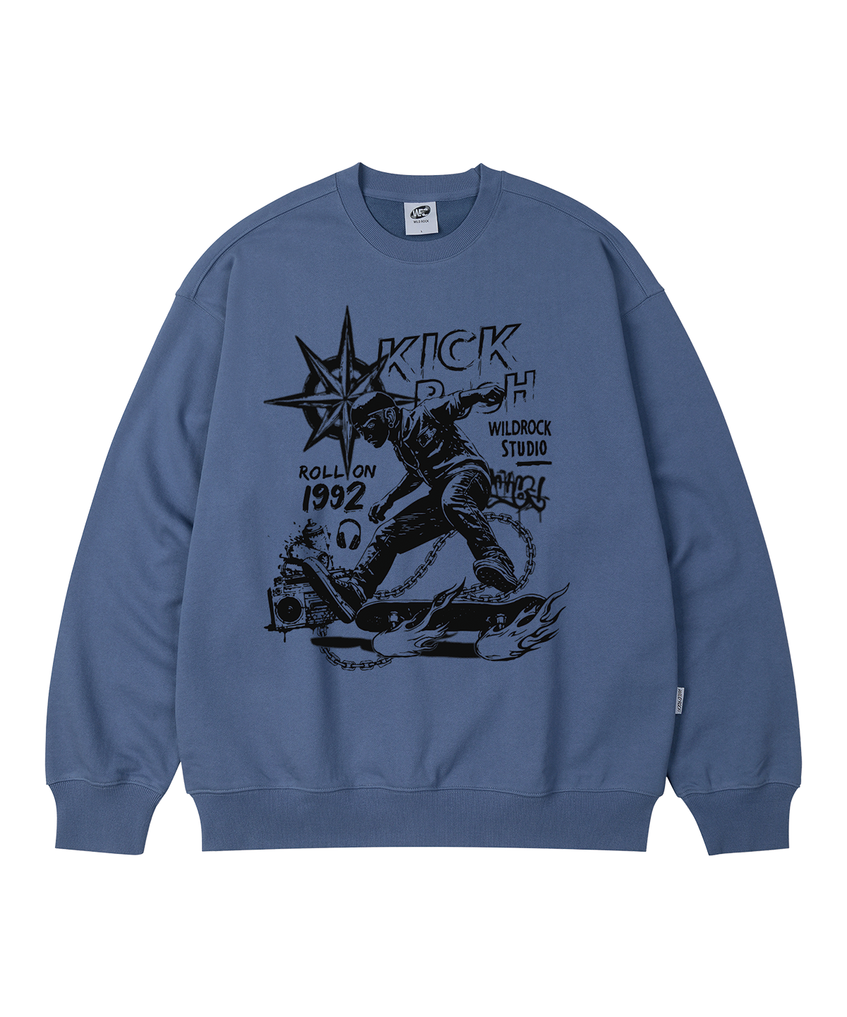와일드락(WILDROCK) KICK PUSH 오버핏 맨투맨_9 COL