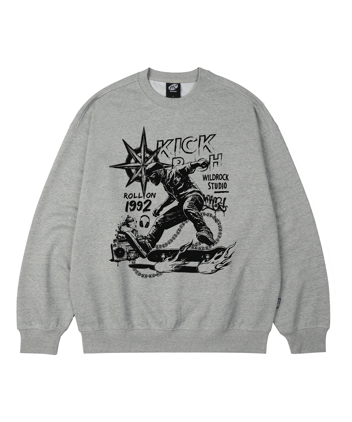 와일드락(WILDROCK) KICK PUSH 오버핏 맨투맨_9 COL