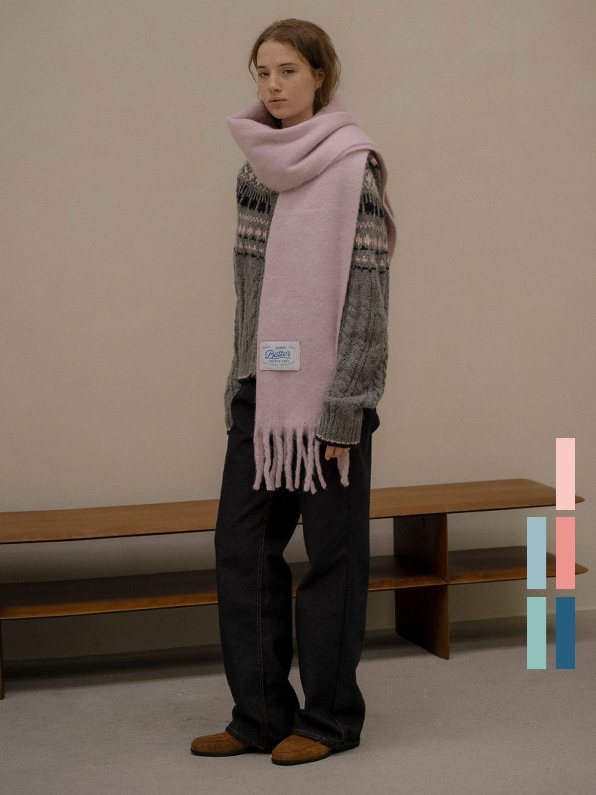 노운베러(KNOWNBETTER) Soft pastel muffler [KNFW05ACC01]_[5color]