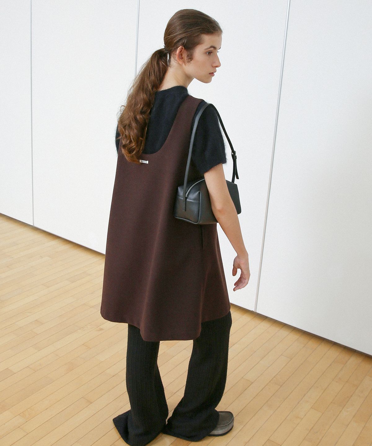 르바(LEVAR) Twill Stitch Mini Dress - Chestnut Brown