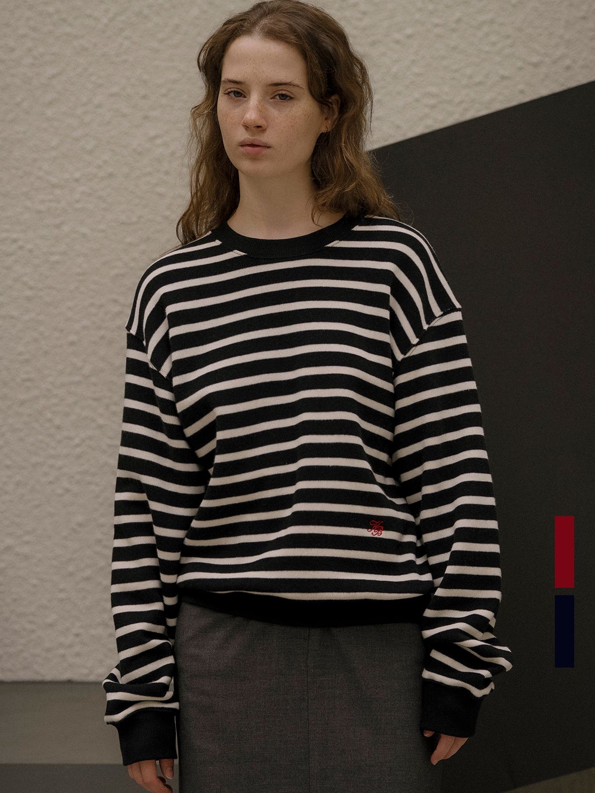 노운베러(KNOWNBETTER) Embroidered napping stripe MTM [KNFW05TS01]_[2color]