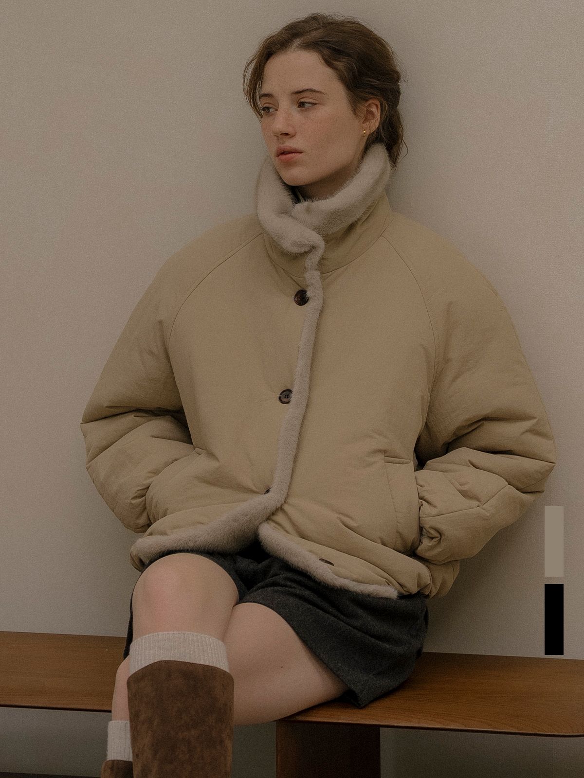 노운베러(KNOWNBETTER) Faux-fur quilted puffer jacket [KNFW05JP10]_[2color]