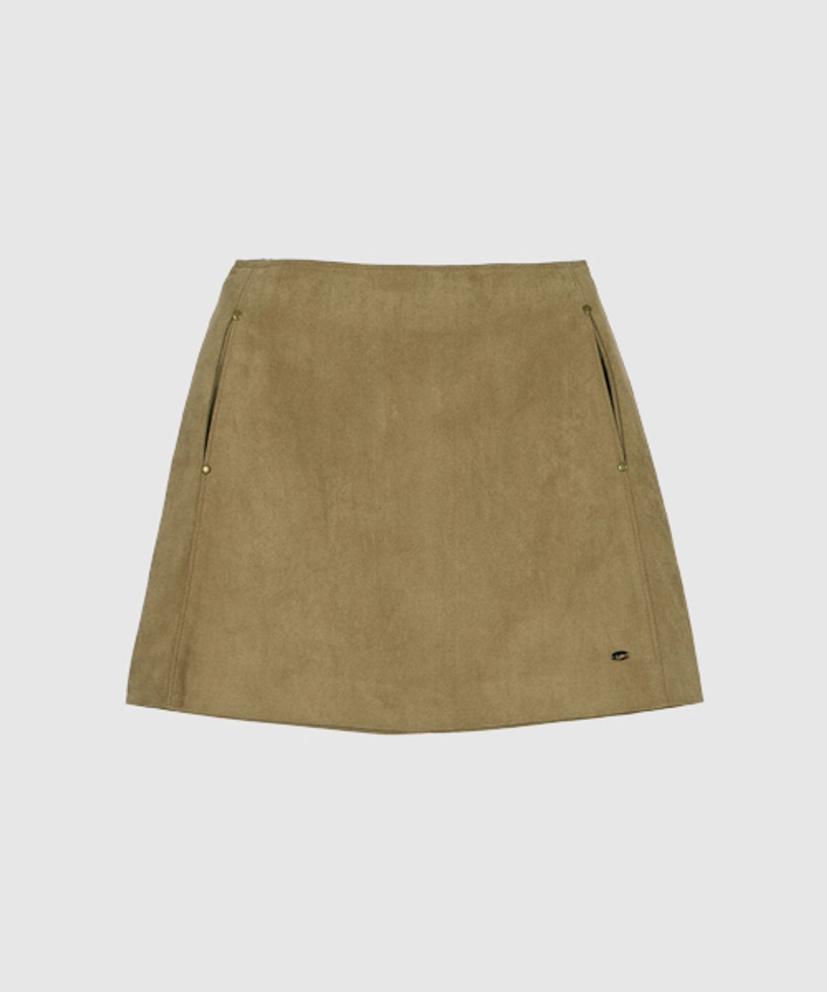 헤인트(HAINT) RIVET FAKE SUEDE SKIRT_BEIGE