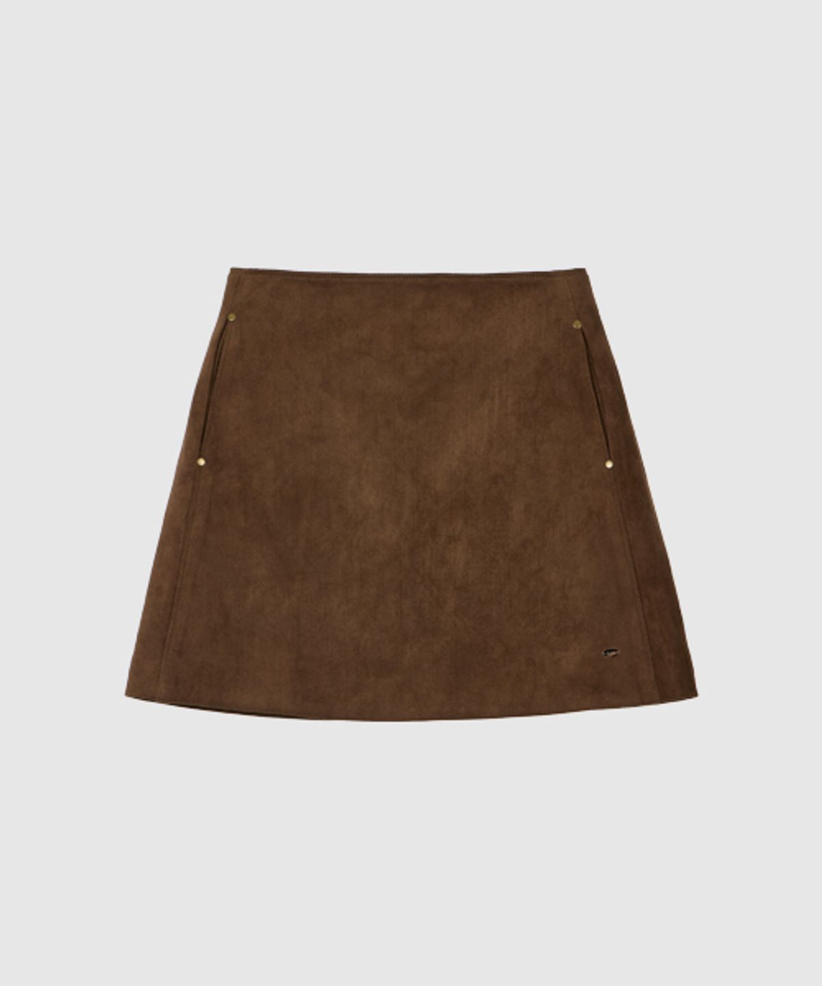헤인트(HAINT) RIVET FAKE SUEDE SKIRT_BROWN