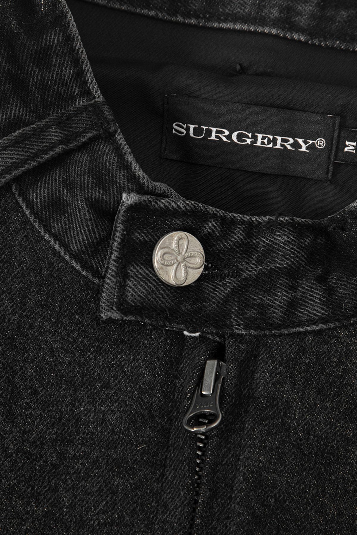써저리(SURGERY) 데님 바이커 자켓 블랙
