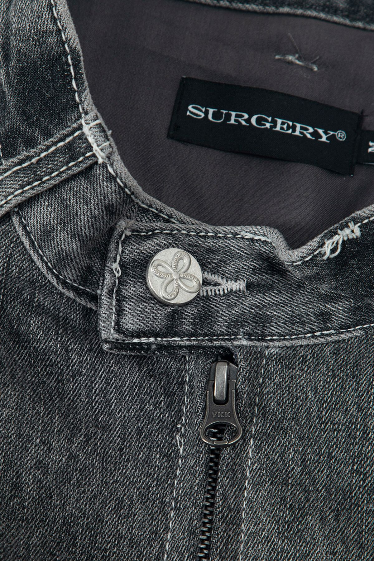 써저리(SURGERY) 데님 바이커 자켓 그레이