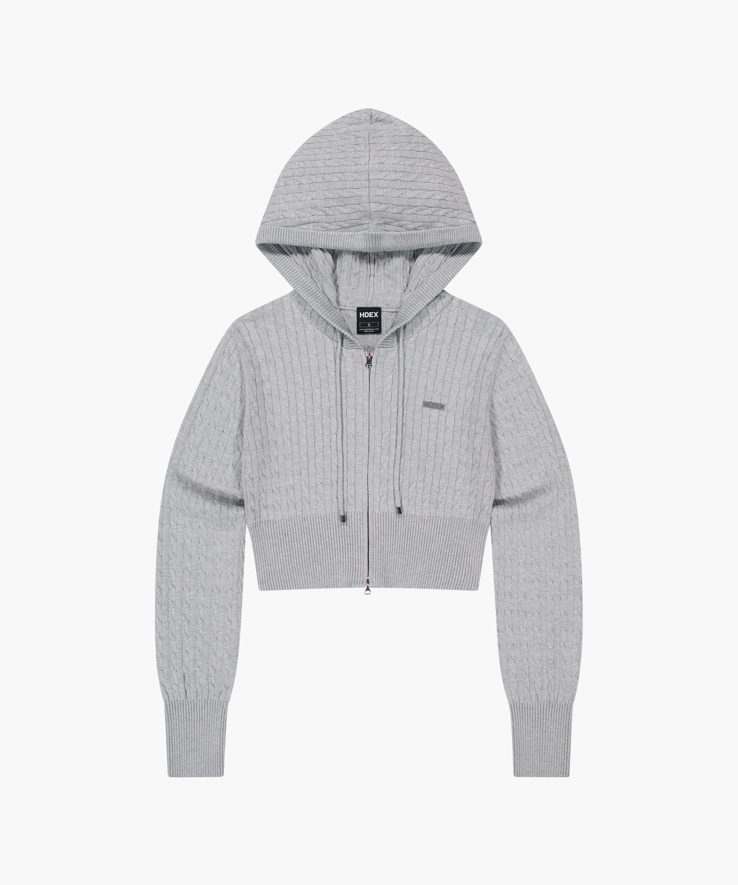 MUSINSA公式 | HDEX ウィメンズケーブルニットクロップフードパーカー