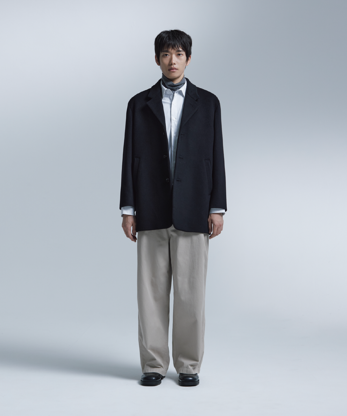 넌블랭크(NONBLANK) 울 캐시미어 블렌드 자코트_BLACK