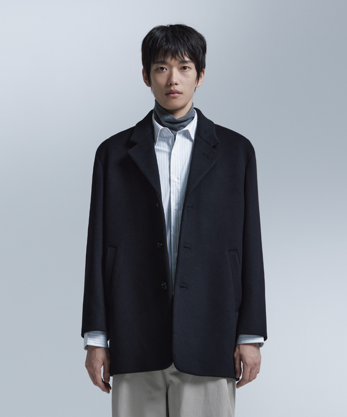 넌블랭크(NONBLANK) 울 캐시미어 블렌드 자코트_BLACK