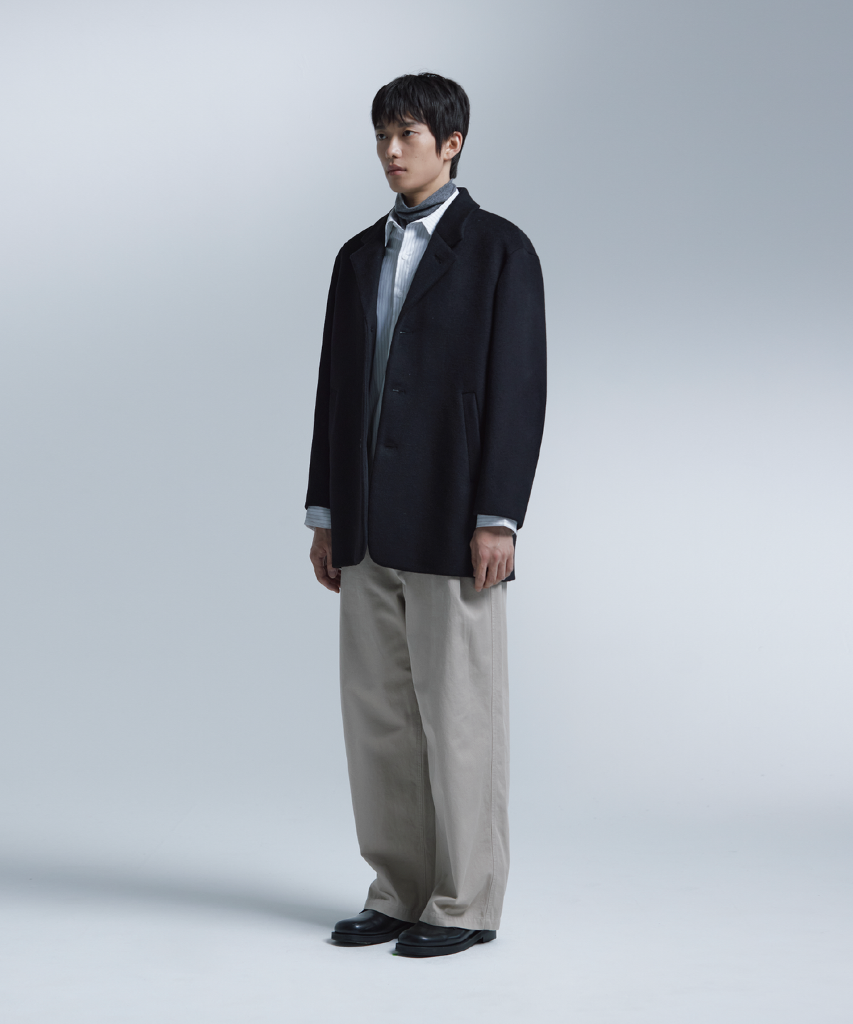 넌블랭크(NONBLANK) 울 캐시미어 블렌드 자코트_BLACK