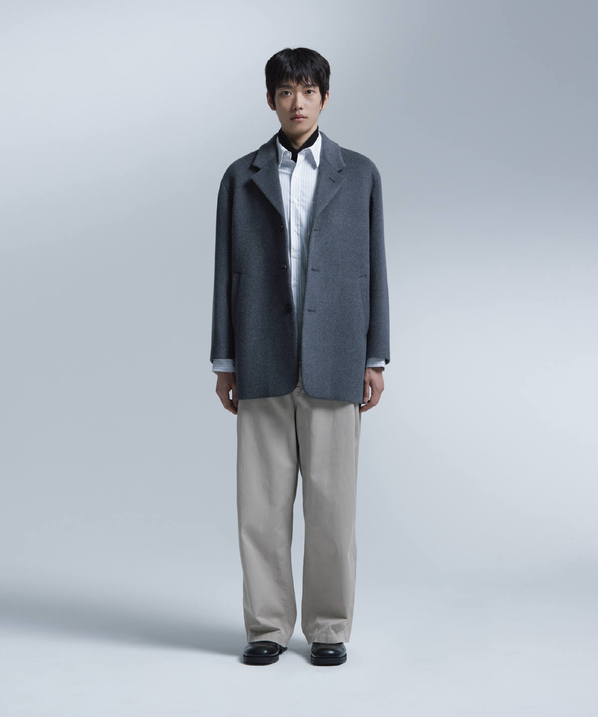 넌블랭크(NONBLANK) 울 캐시미어 블렌드 자코트_MEDIUM GREY