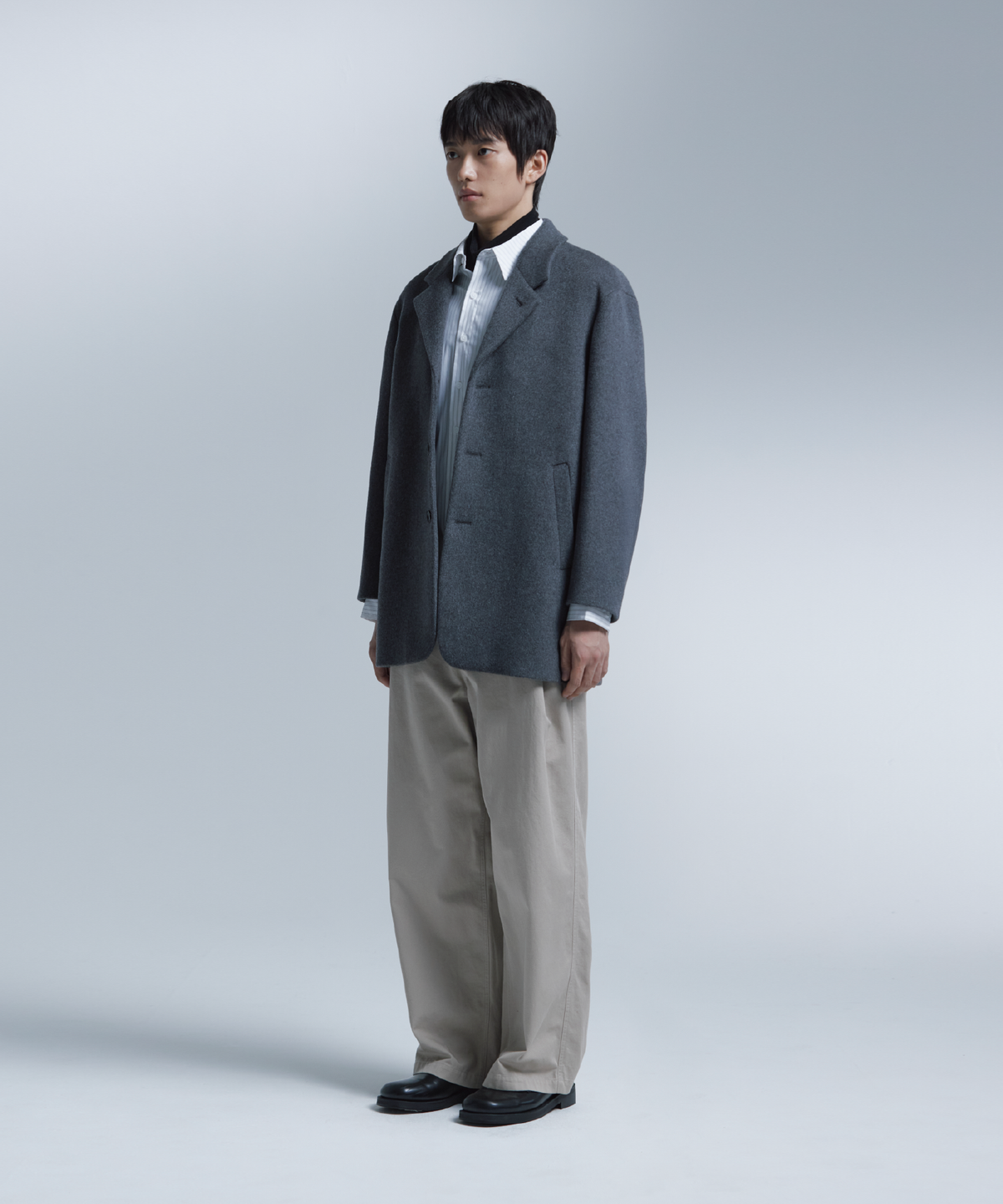 넌블랭크(NONBLANK) 울 캐시미어 블렌드 자코트_MEDIUM GREY