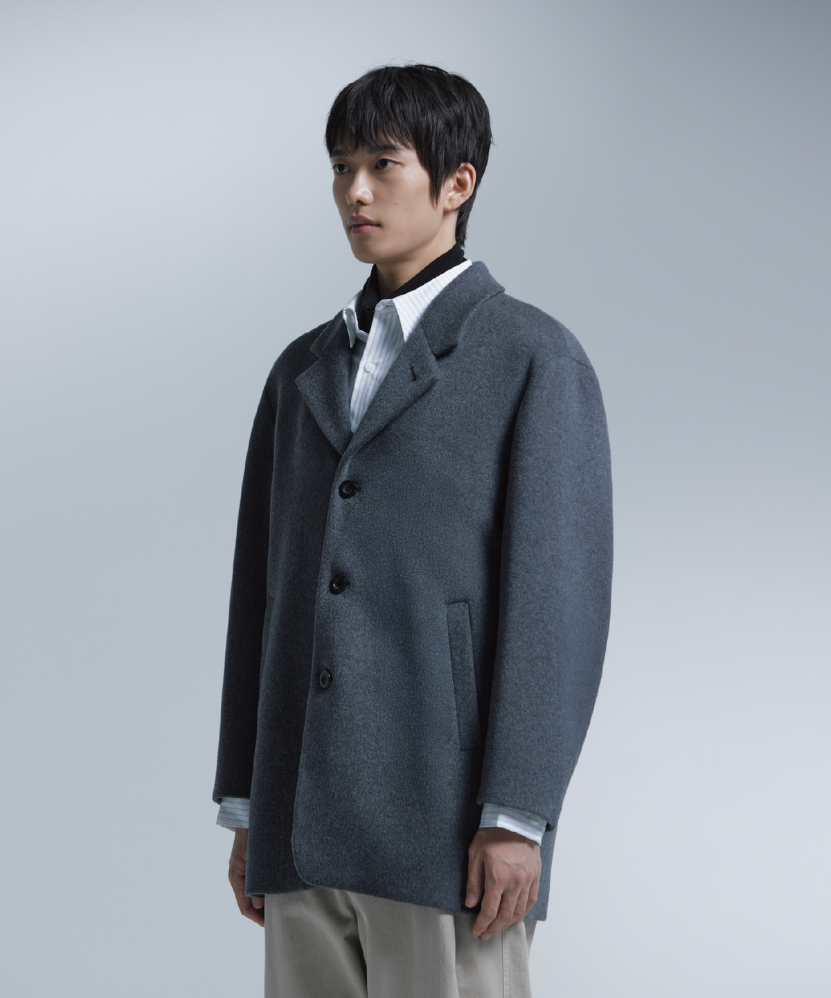 넌블랭크(NONBLANK) 울 캐시미어 블렌드 자코트_MEDIUM GREY