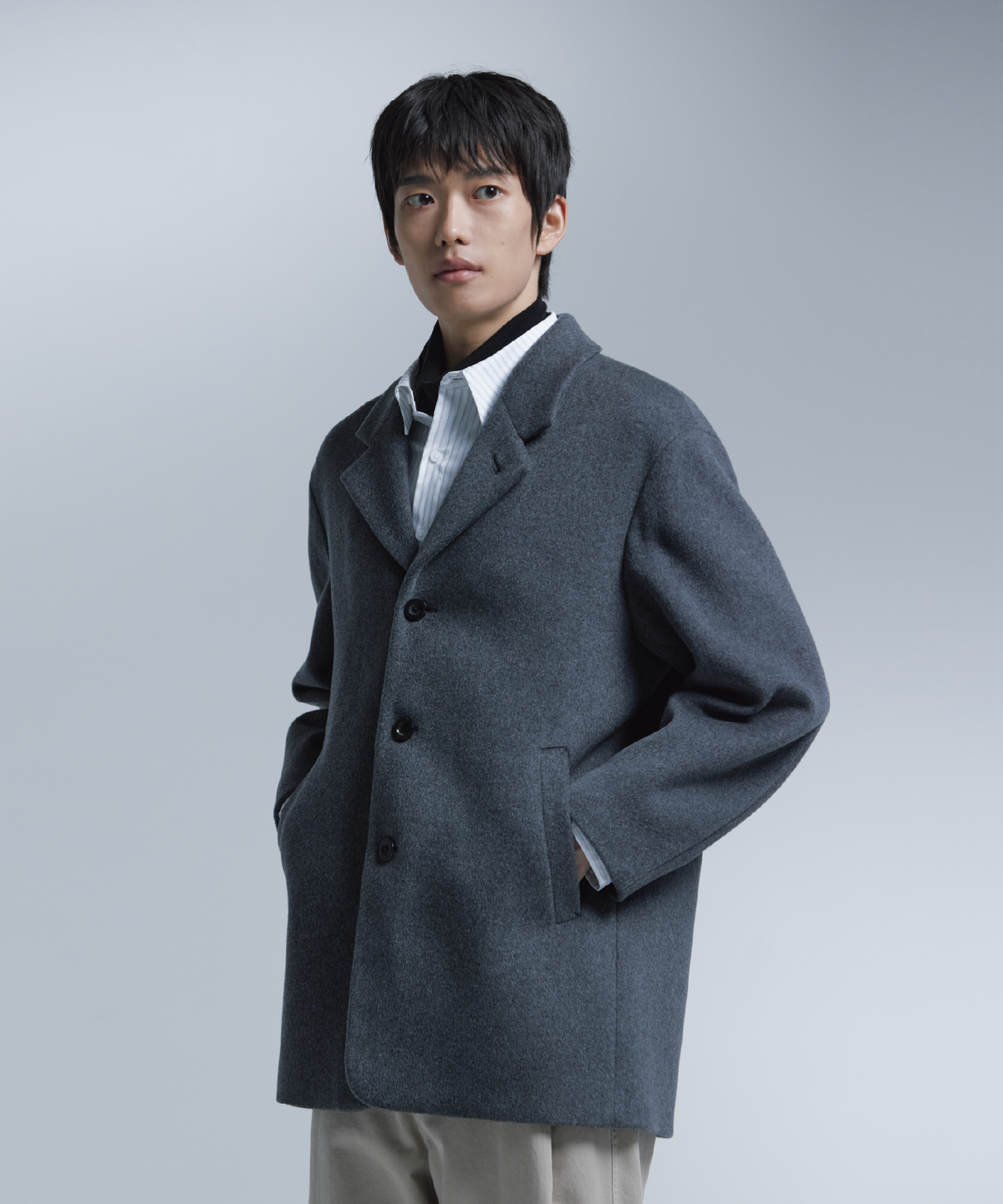 넌블랭크(NONBLANK) 울 캐시미어 블렌드 자코트_MEDIUM GREY