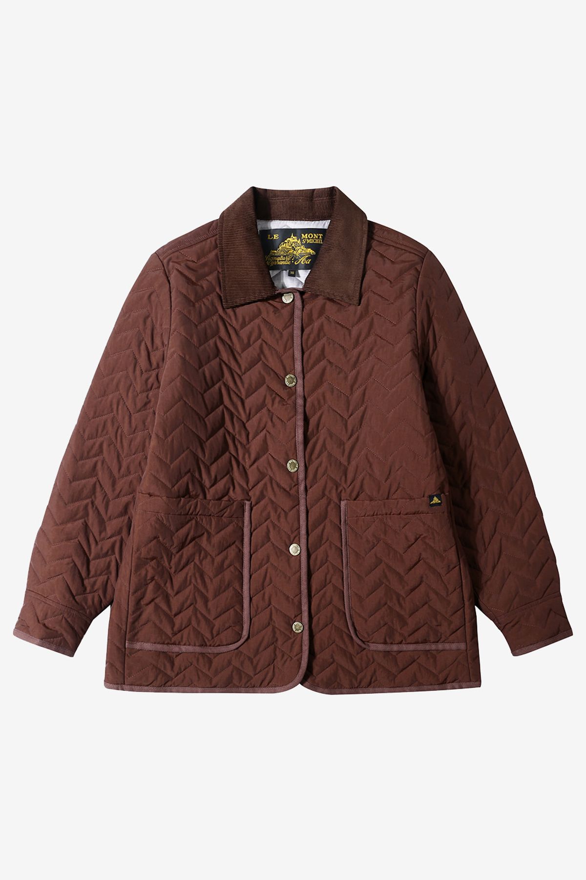 르몽생미셸(LE MONT ST MICHEL) Quilted jacket with corduroy collar_Brown