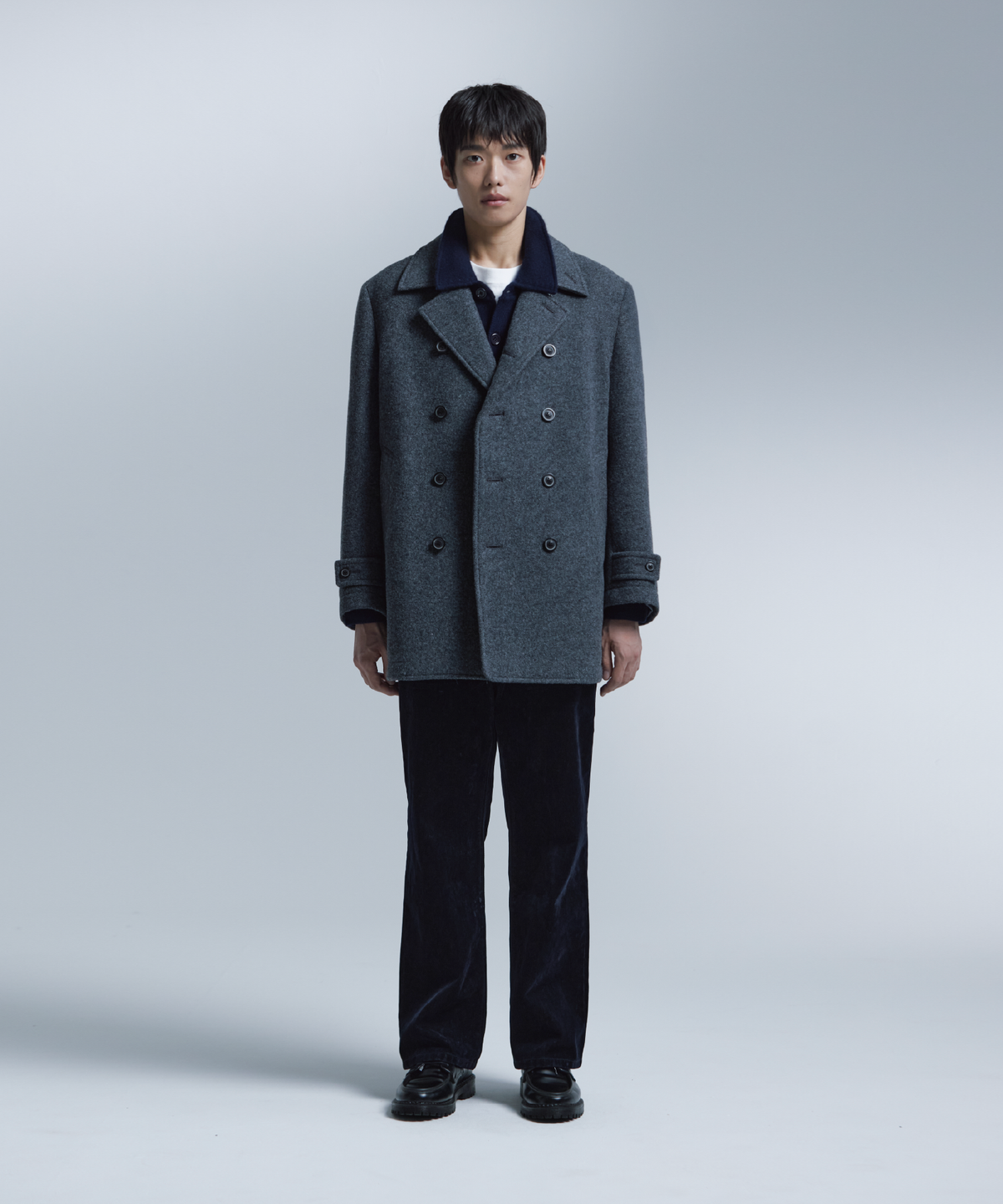 넌블랭크(NONBLANK) 피 코트_MELANGE GREY