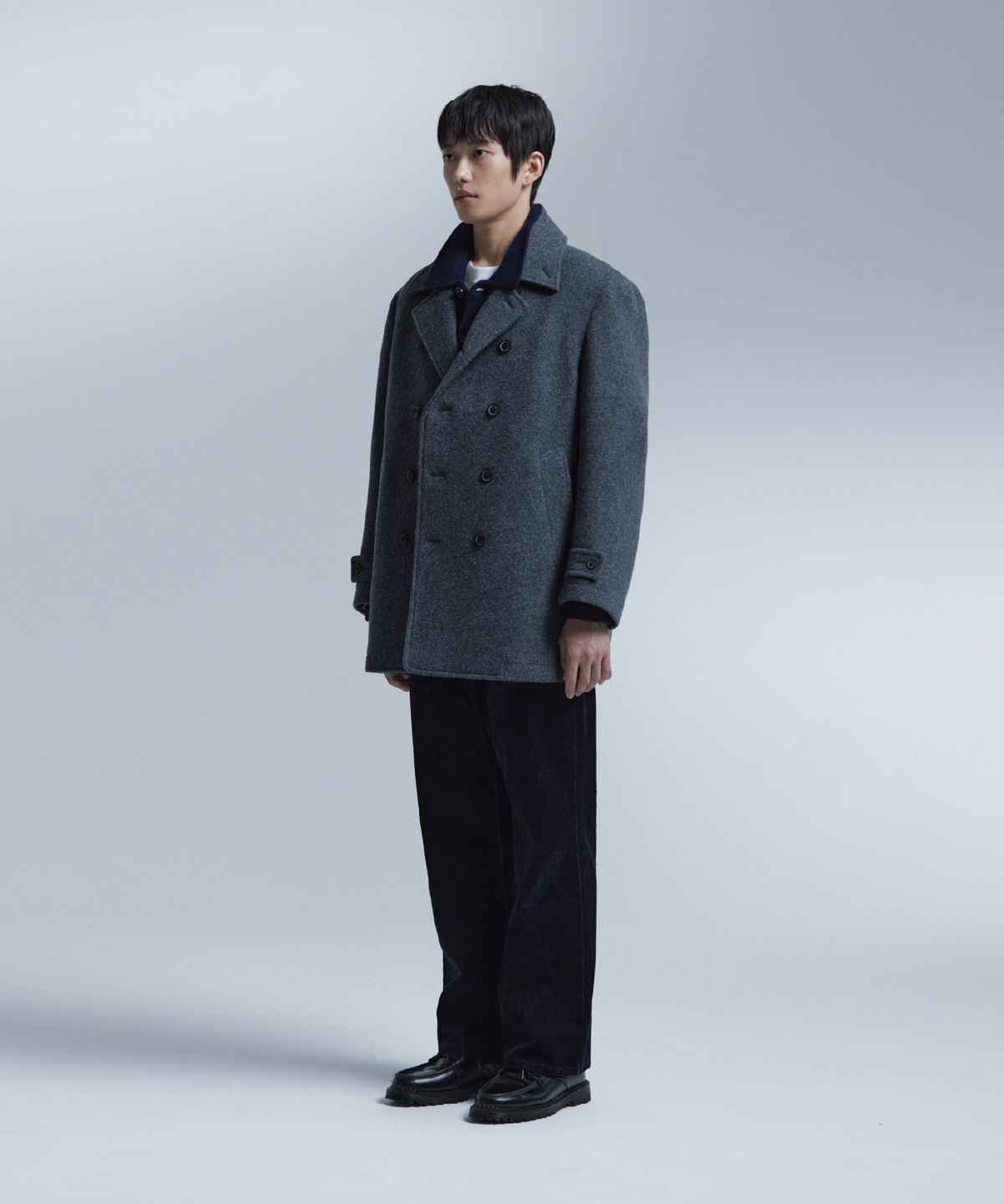 넌블랭크(NONBLANK) 피 코트_MELANGE GREY