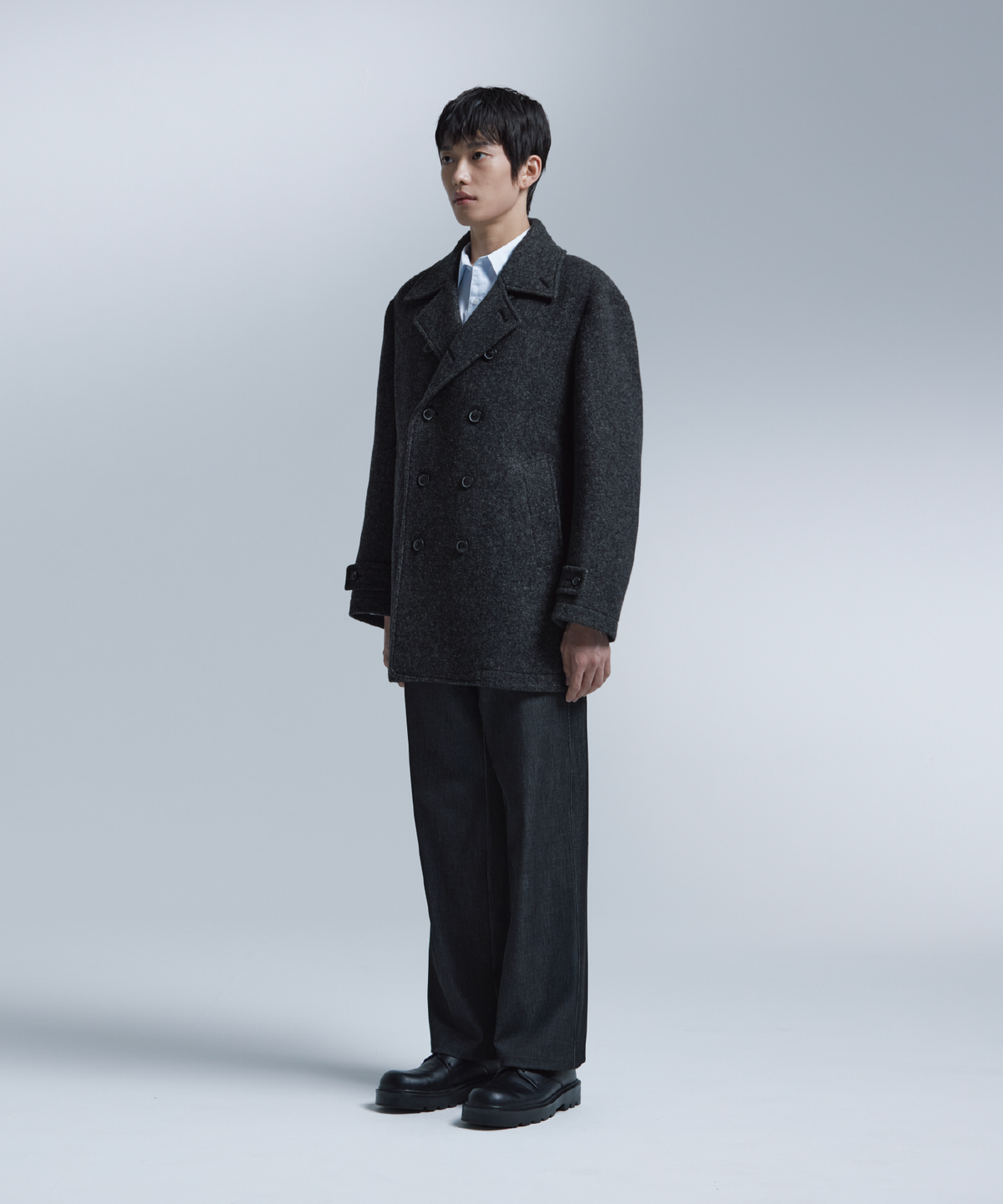 넌블랭크(NONBLANK) 피 코트_SAND BLACK