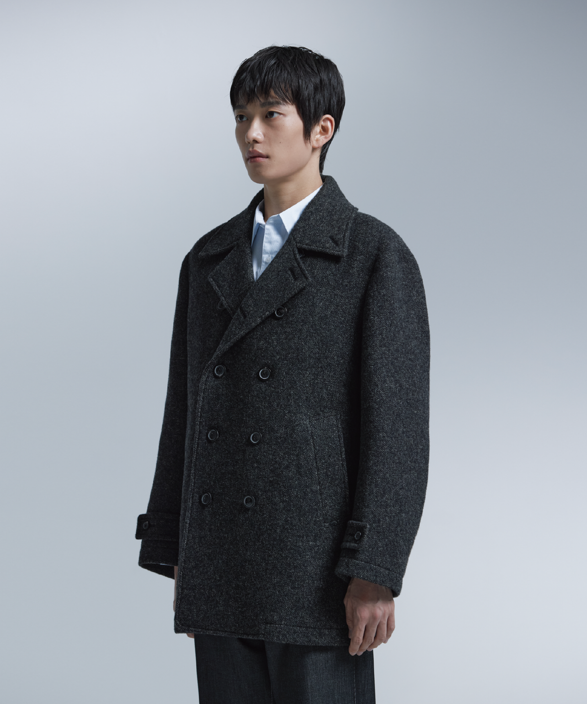 넌블랭크(NONBLANK) 피 코트_SAND BLACK