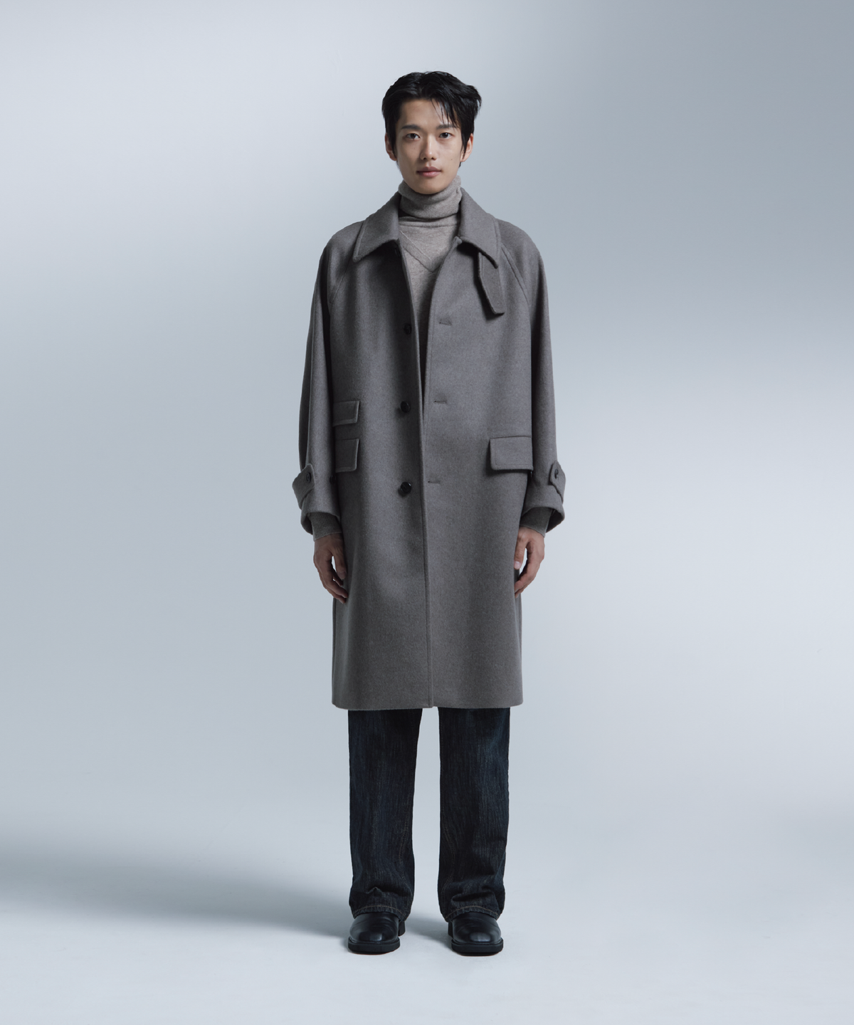 넌블랭크(NONBLANK) [넌블랭크 x 삭형] 발마칸 코트_MELANGE TAUPE