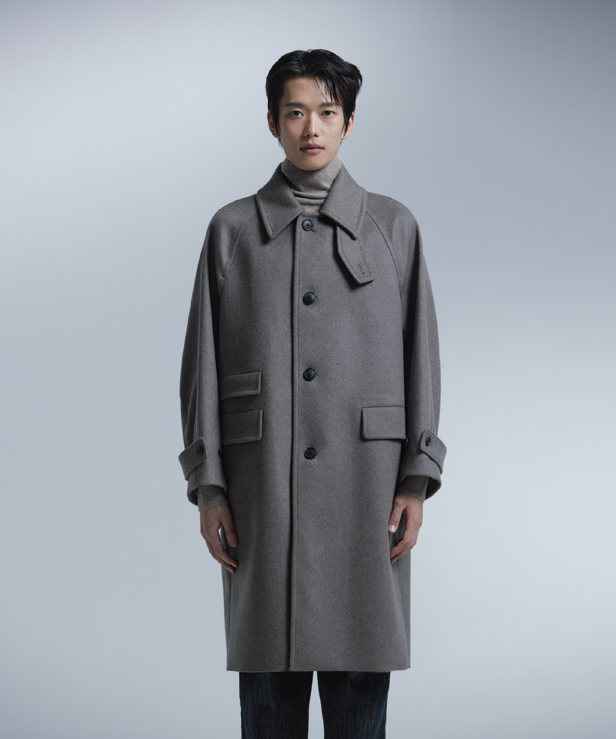 넌블랭크(NONBLANK) [넌블랭크 x 삭형] 발마칸 코트_MELANGE TAUPE
