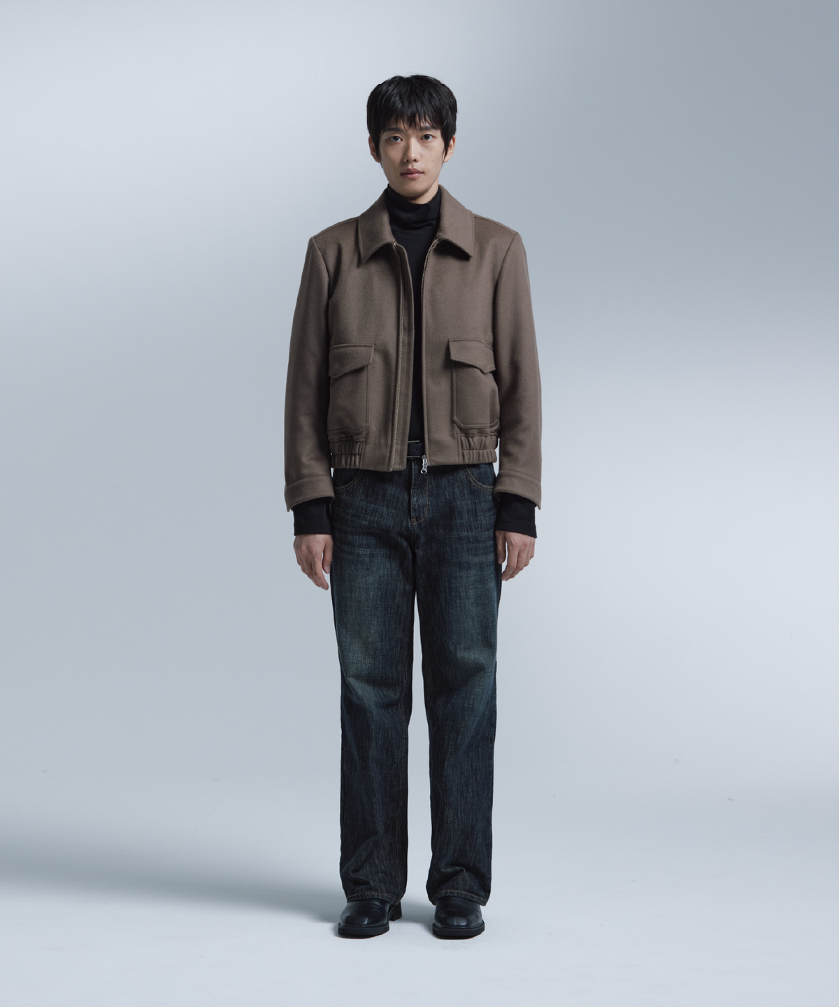 넌블랭크(NONBLANK) [넌블랭크x삭형] 캐시미어 블렌드 블루종_CAMEL BROWN