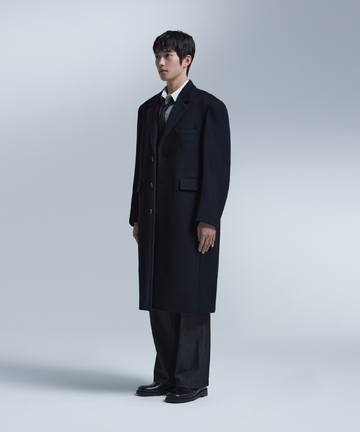 넌블랭크(NONBLANK) [넌블랭크x패션플래닛] 싱글 롱 코트_BLACK