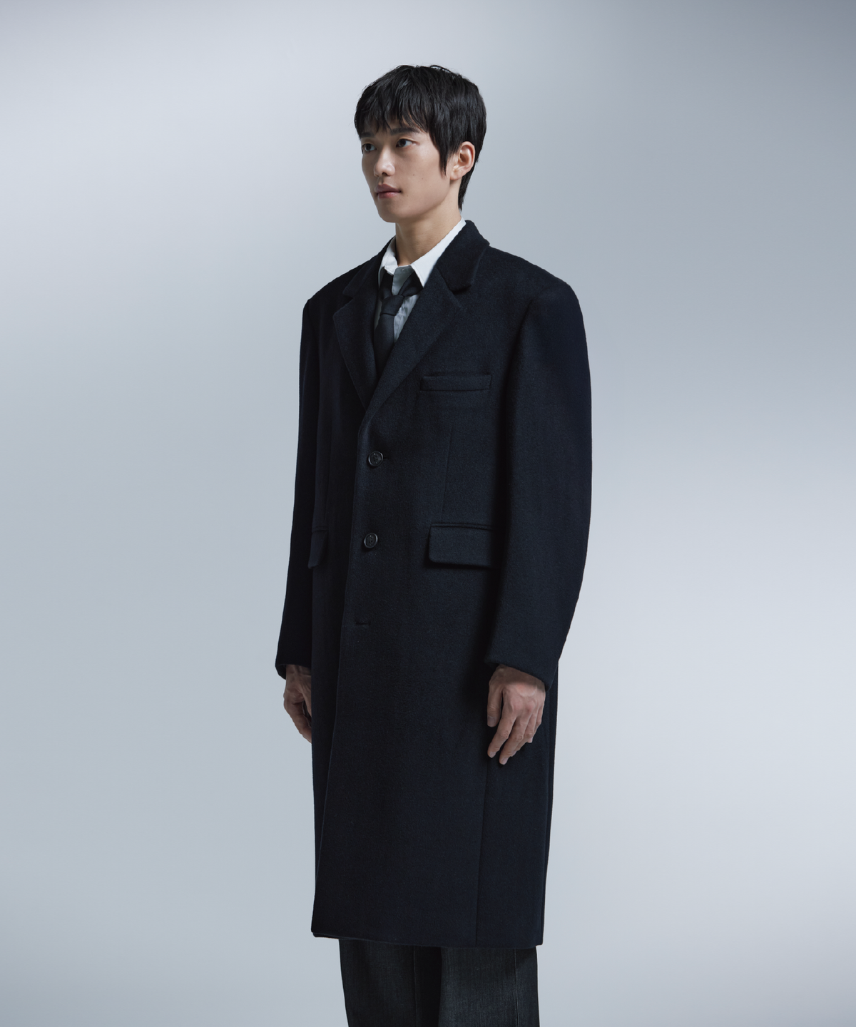 넌블랭크(NONBLANK) [넌블랭크x패션플래닛] 싱글 롱 코트_BLACK