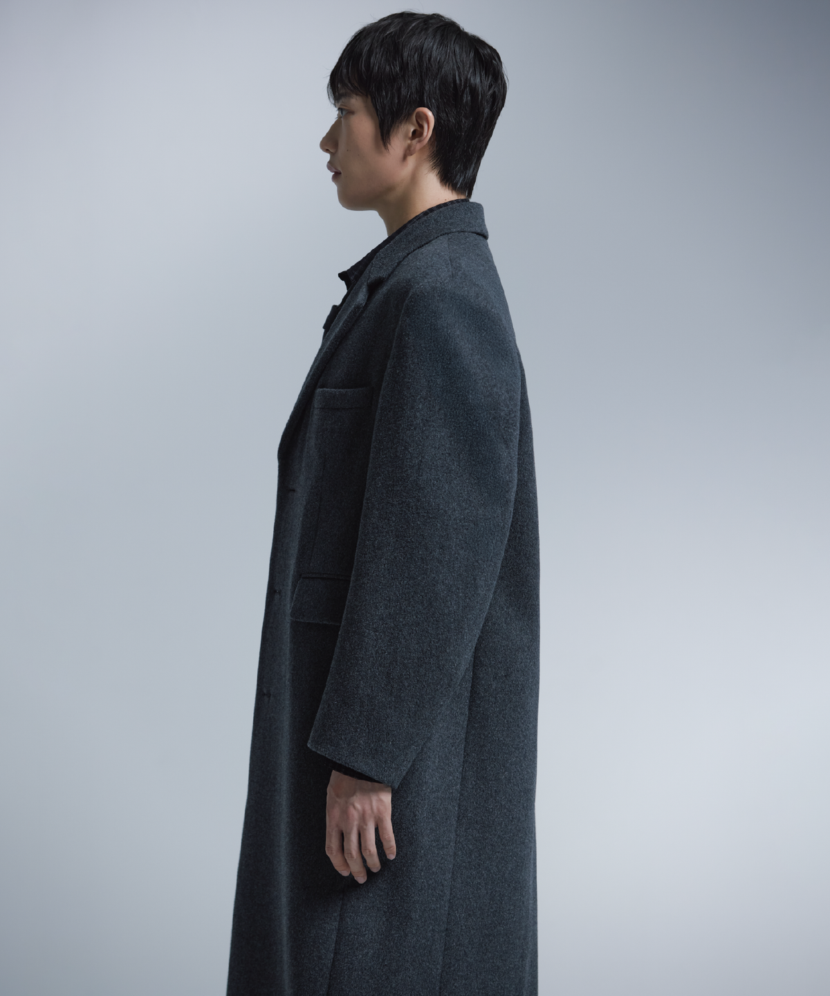 넌블랭크(NONBLANK) [넌블랭크x패션플래닛] 싱글 롱 코트_GREY