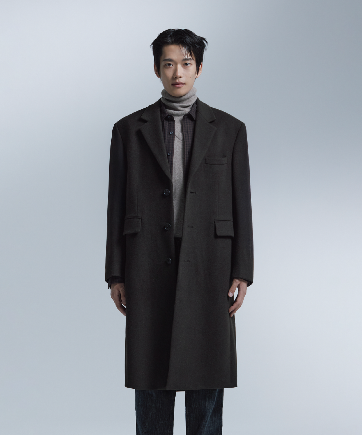 넌블랭크(NONBLANK) [넌블랭크x패션플래닛] 싱글 롱 코트_DARK BROWN