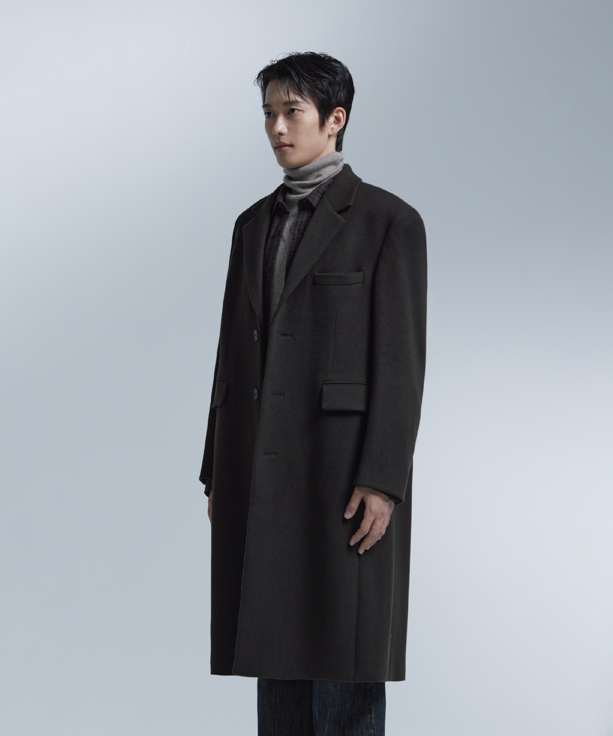 넌블랭크(NONBLANK) [넌블랭크x패션플래닛] 싱글 롱 코트_DARK BROWN