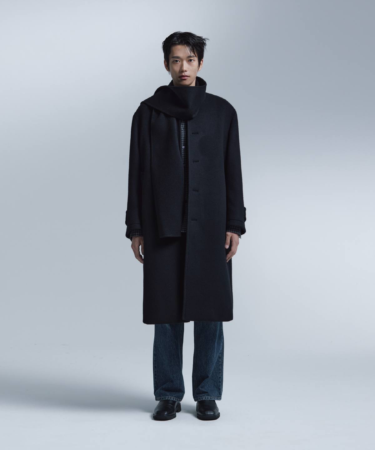 넌블랭크(NONBLANK) 머플러 코트_BLACK