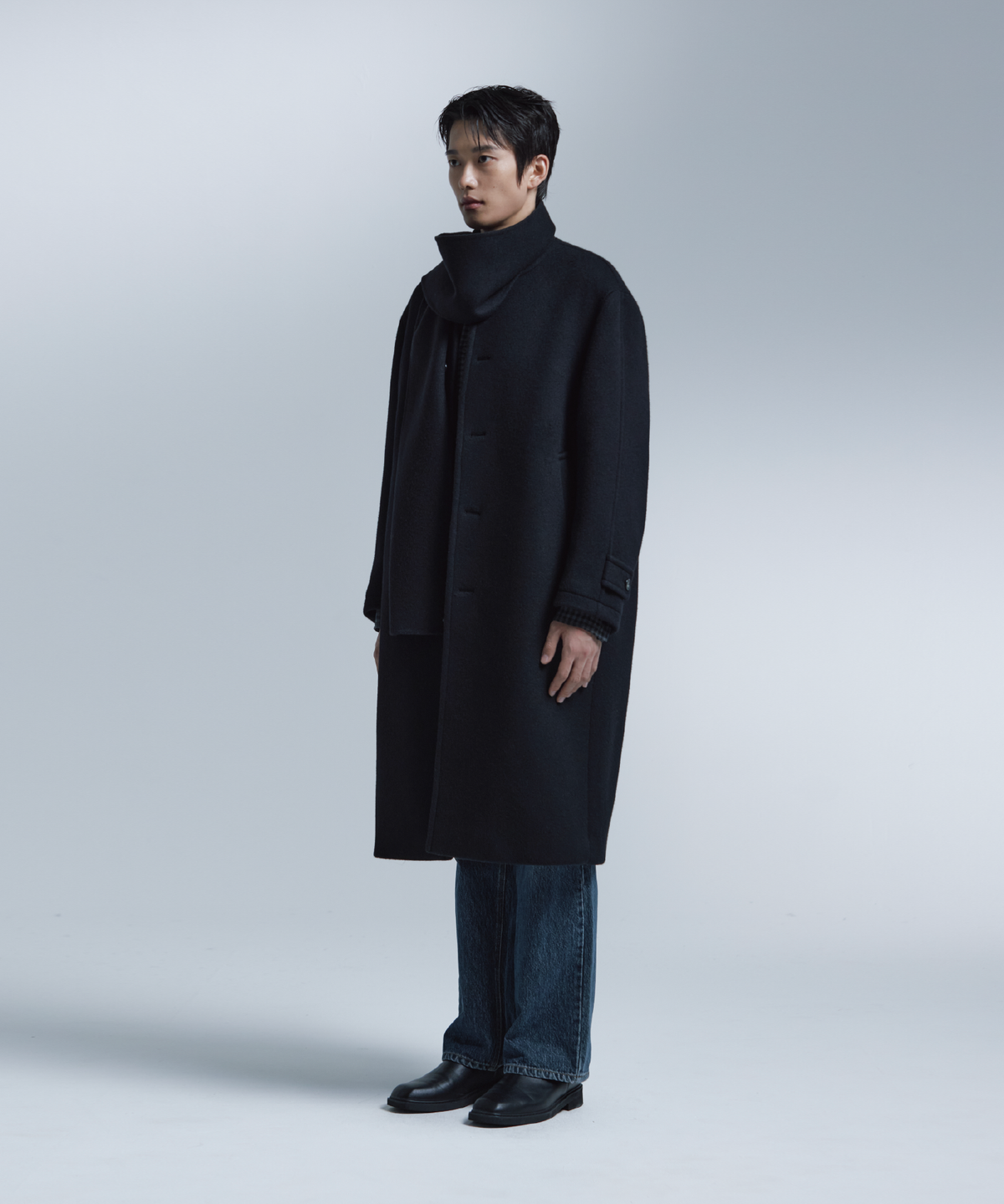 넌블랭크(NONBLANK) 머플러 코트_BLACK