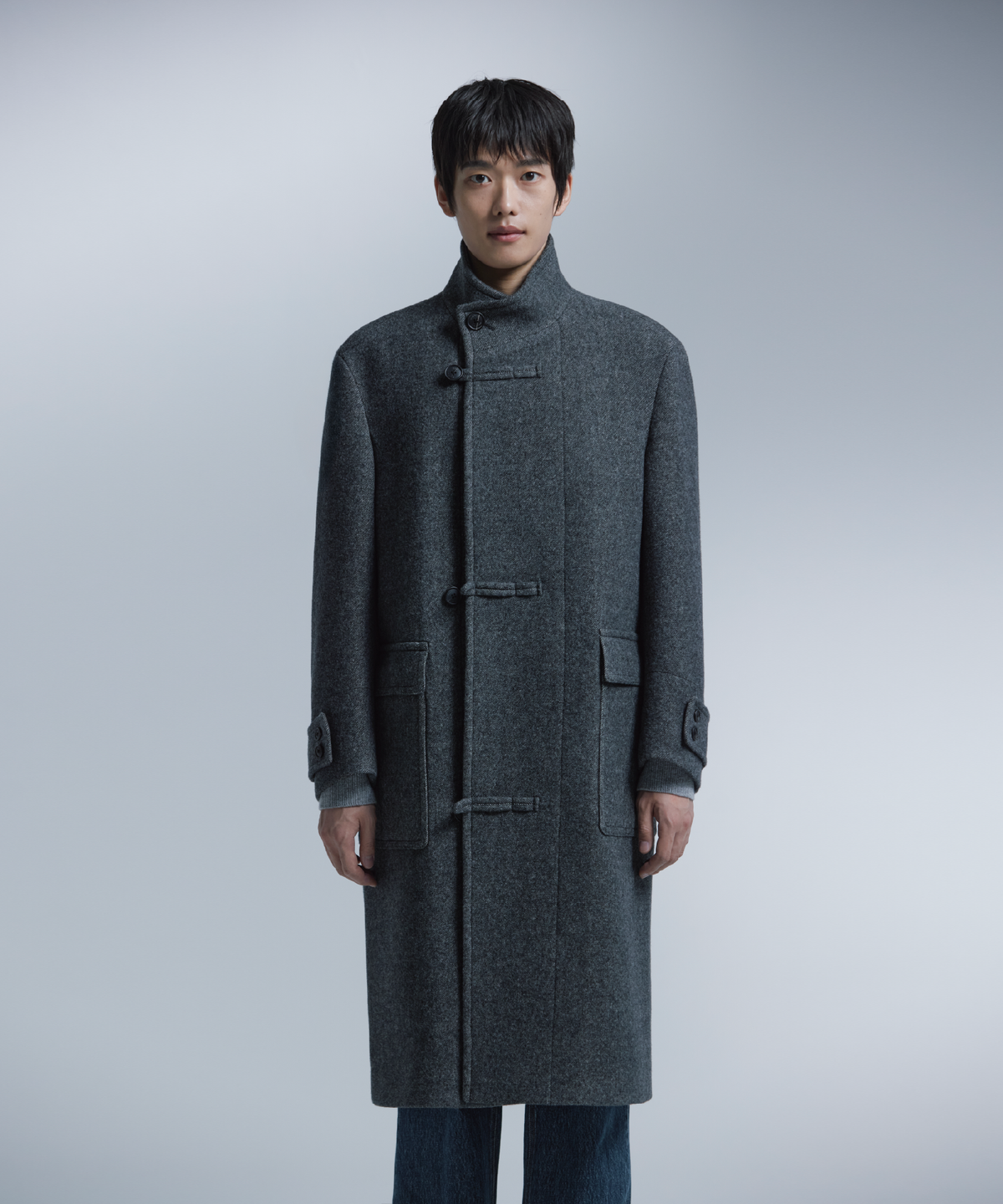 넌블랭크(NONBLANK) 랩 코트_MELANGE GREY