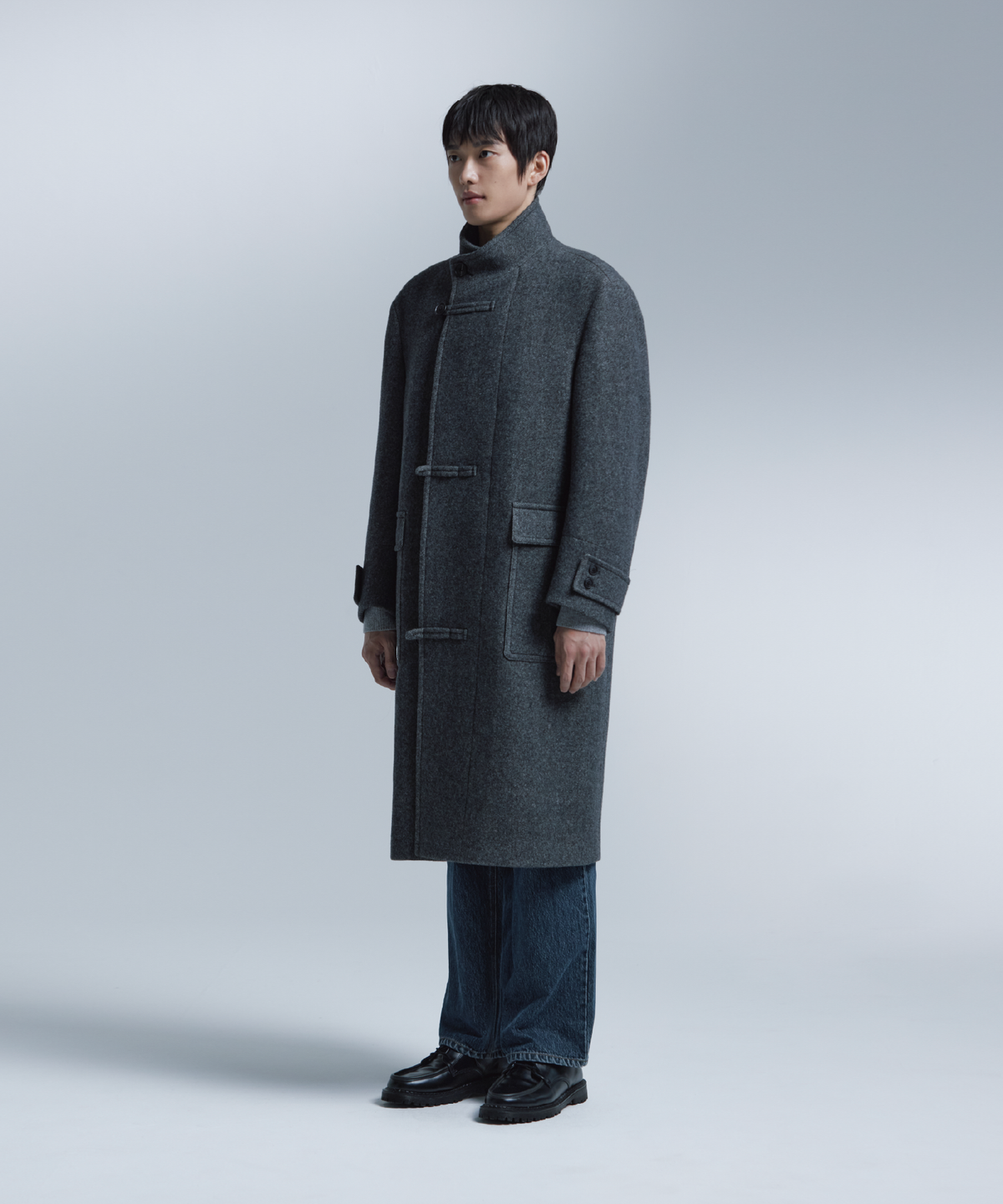 넌블랭크(NONBLANK) 랩 코트_MELANGE GREY