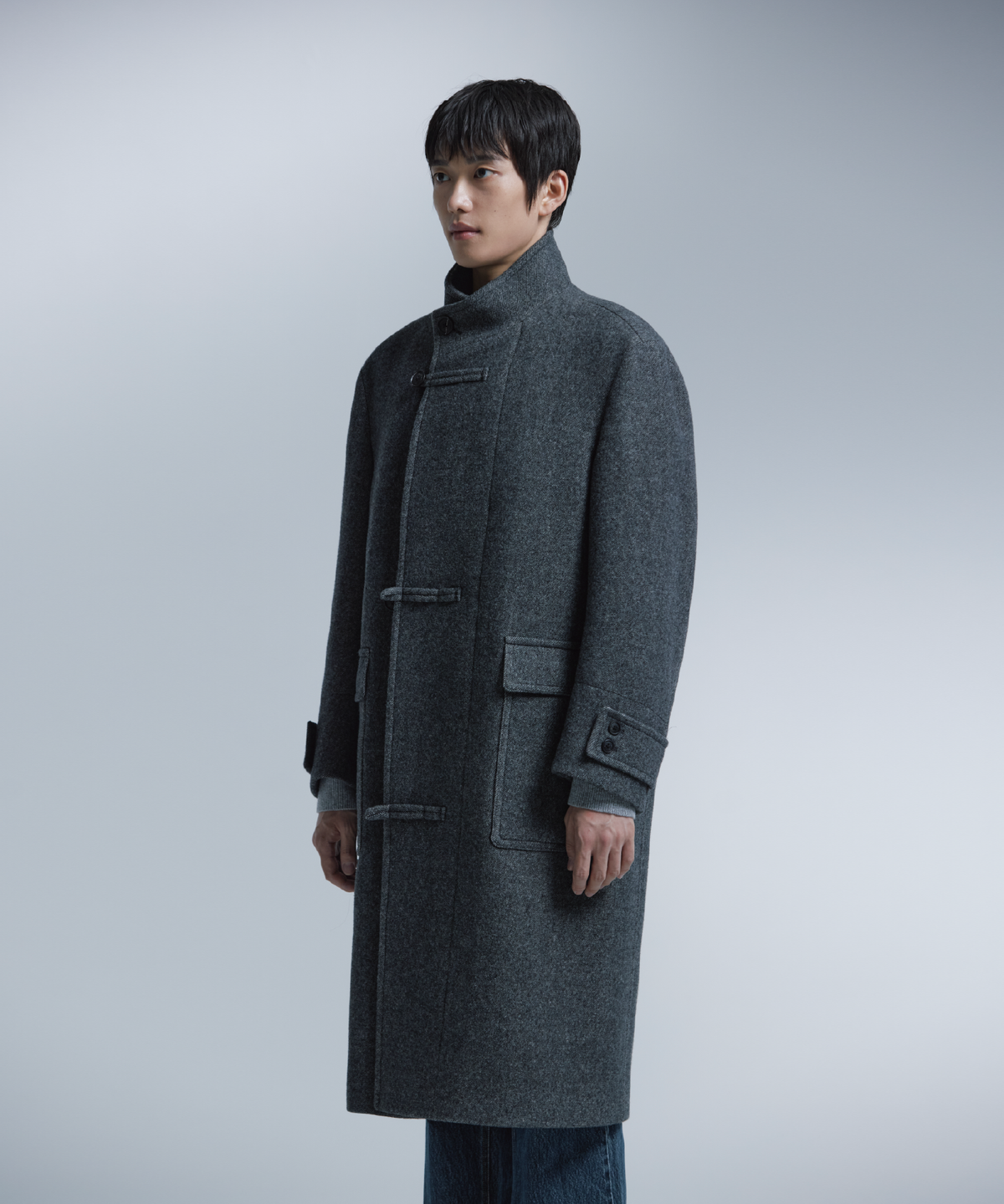 넌블랭크(NONBLANK) 랩 코트_MELANGE GREY