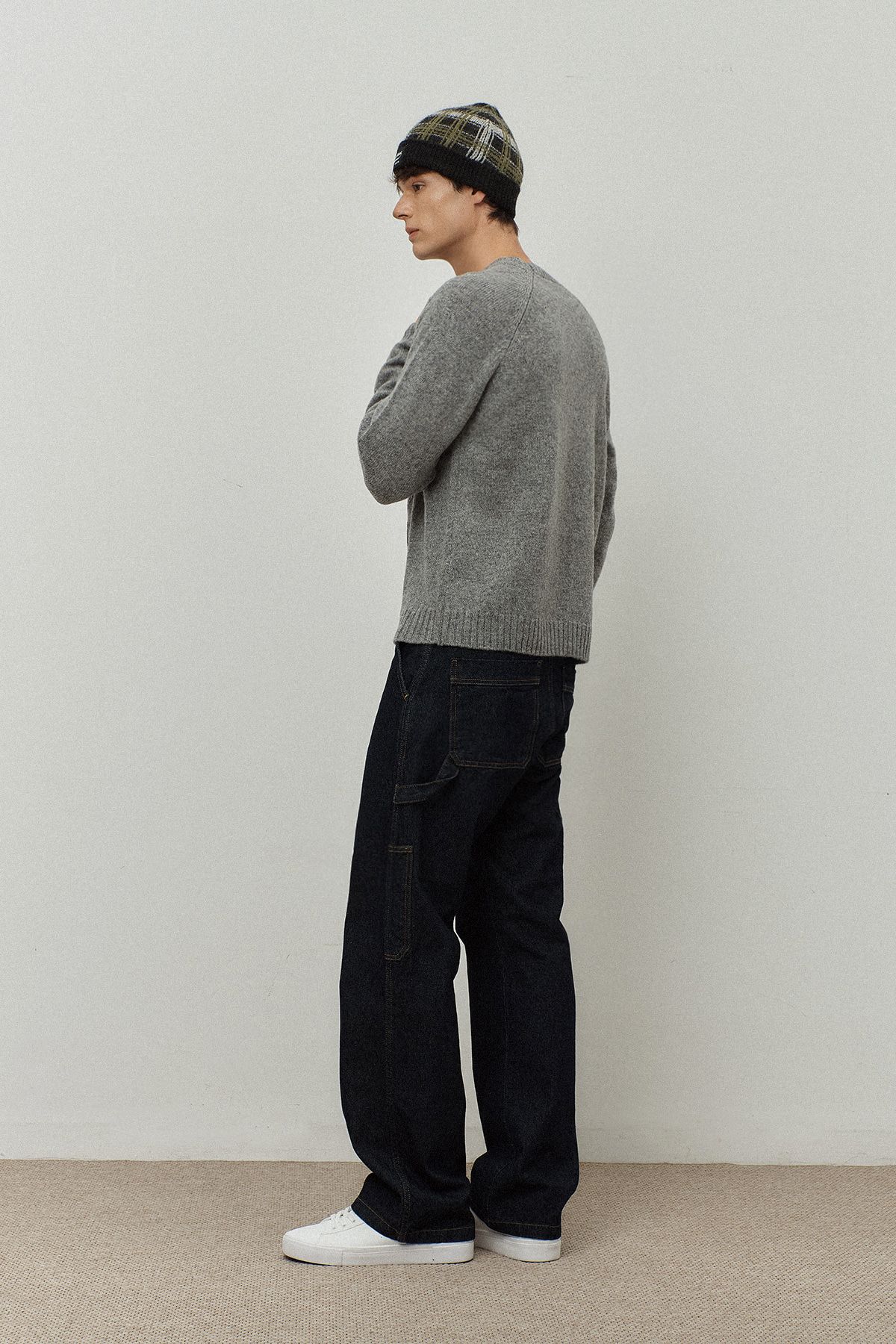 르몽생미셸(LE MONT ST MICHEL) DOG illust pullover knit_Grey