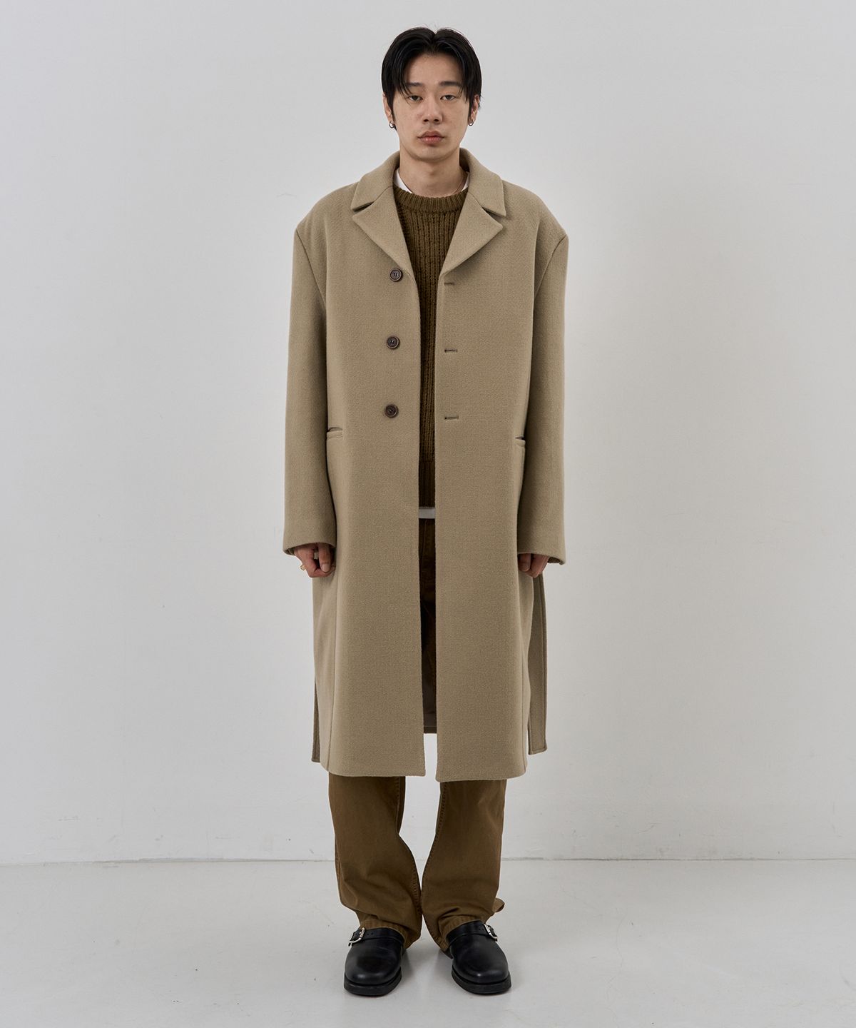 누아클레(NUAKLE) (m) 로우 퍼스트 울 코트_샌드 베이지